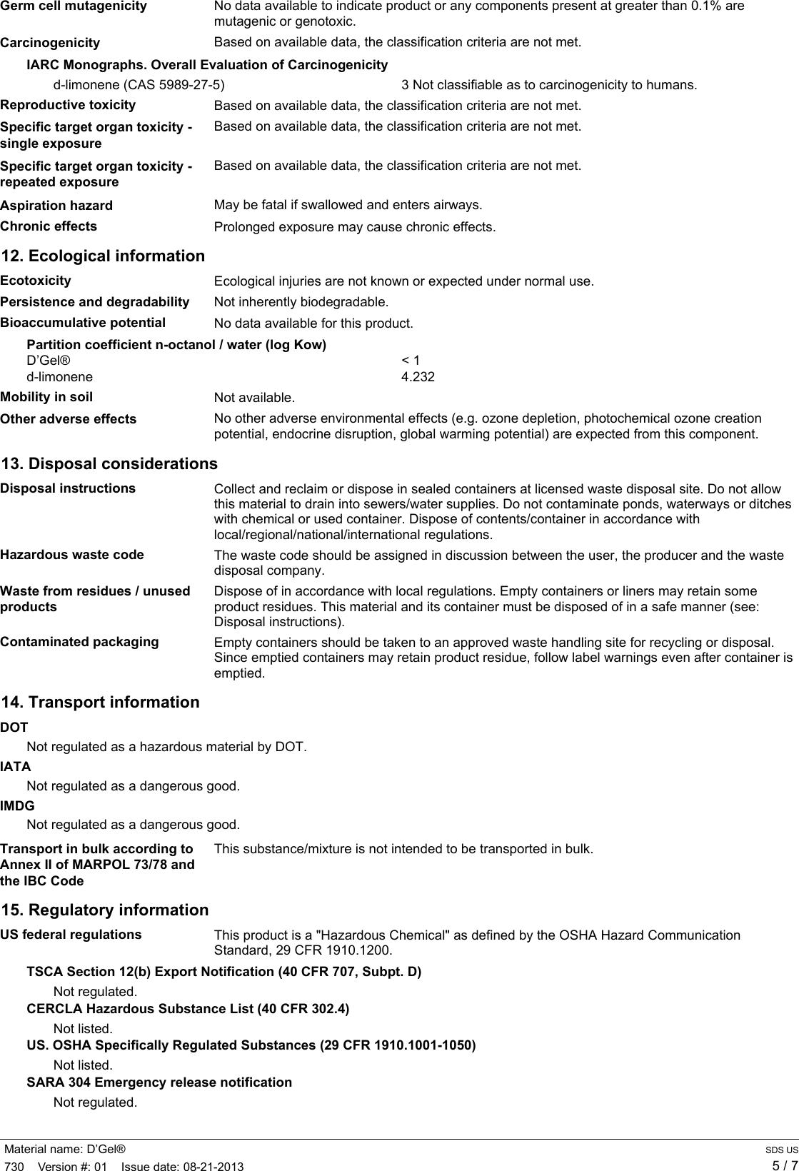 Page 5 of 7 - (\\\\dmzfile01\\Data\\HSE\\Clients\\ITW\\LPS\\atn\\sds_us\\default\\000730_D\222Gel\256 - LPS Laboratories \(US SDS\))  106927-MSD