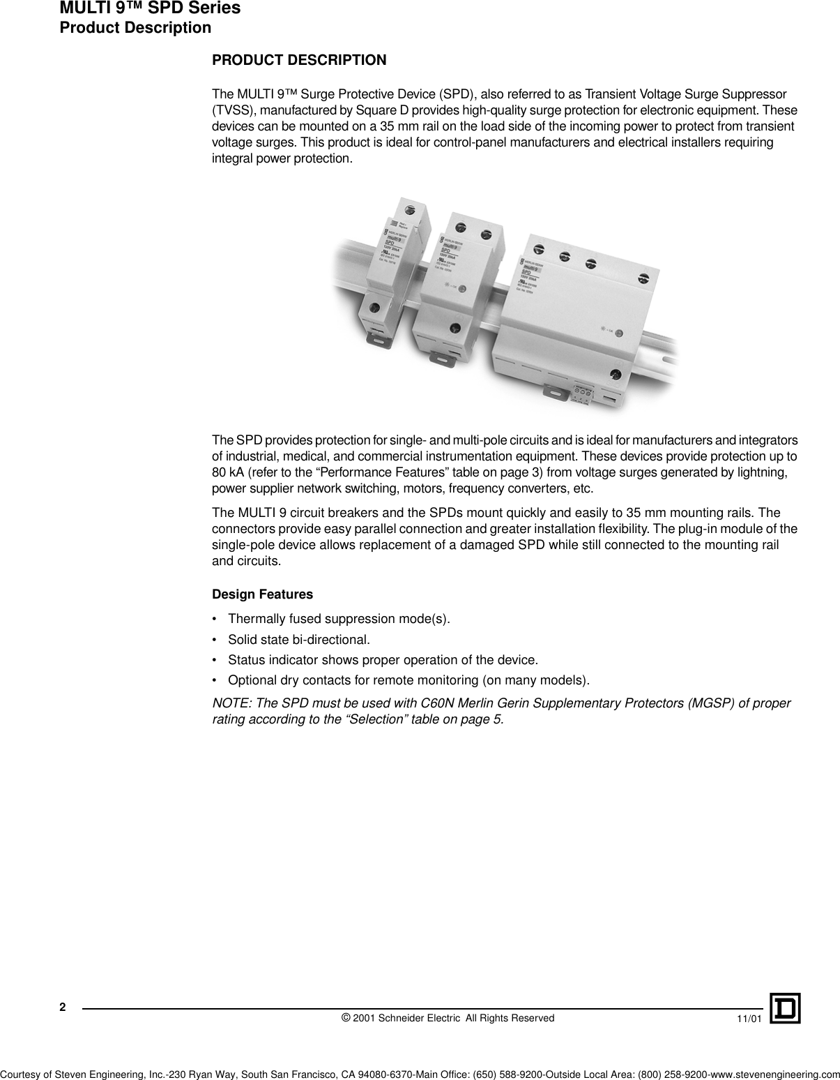 Page 2 of 8 - Surge Protective Device Transient Voltage Suppressor (TVSS) MULTI 9 SPD Series