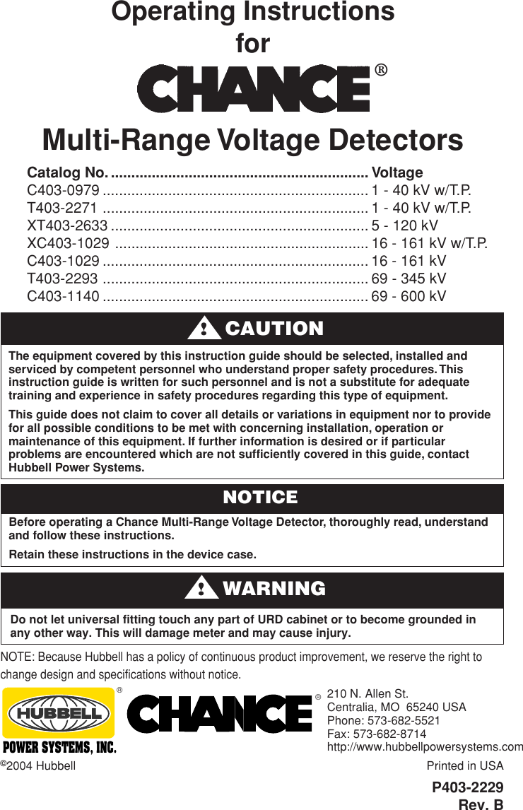 Page 1 of 6 - P403-2229 Detectors  Installation Directions