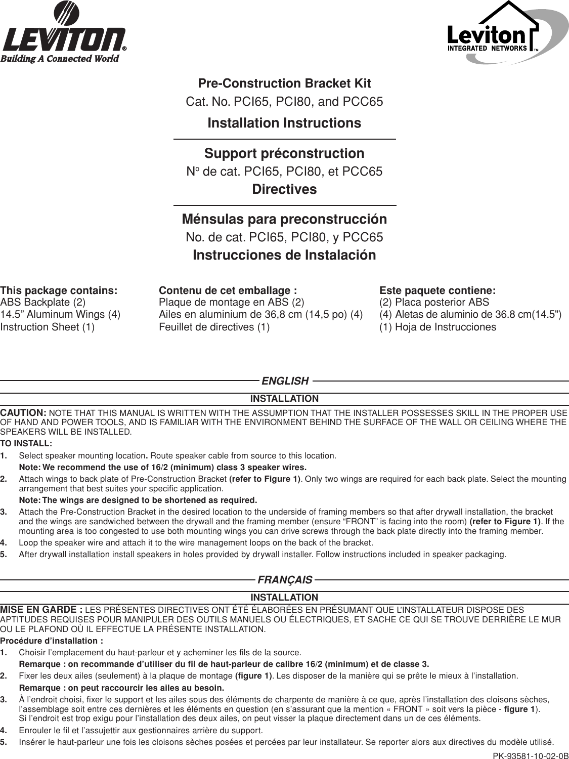 Page 1 of 2 - PK-93581-10-02-0B  Installation Directions