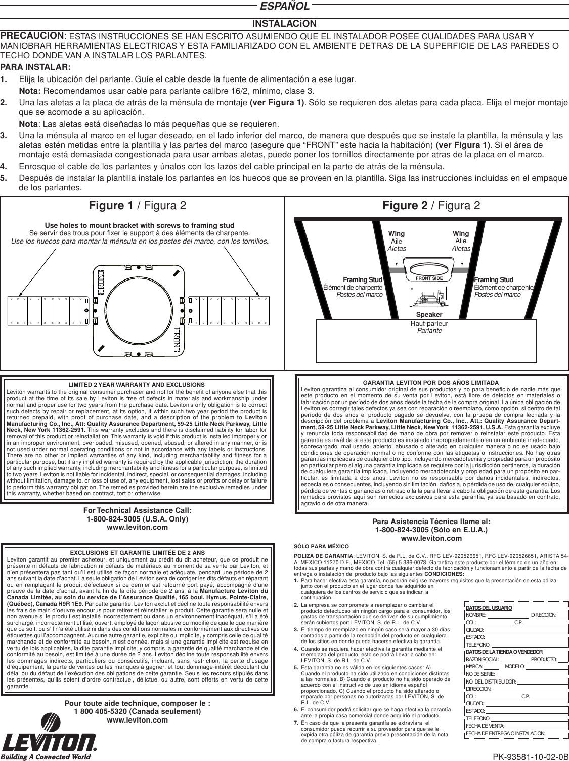 Page 2 of 2 - PK-93581-10-02-0B  Installation Directions