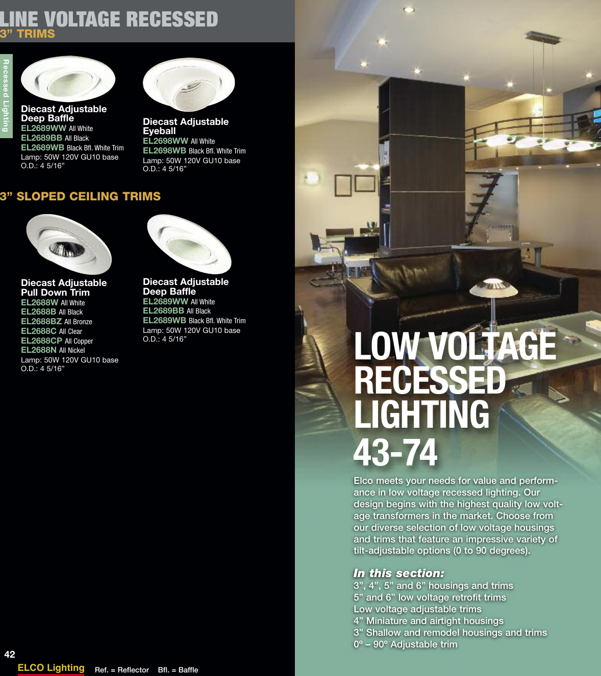 Trim Recessed Lighting Elco Lighting Et531w Low Voltage Step