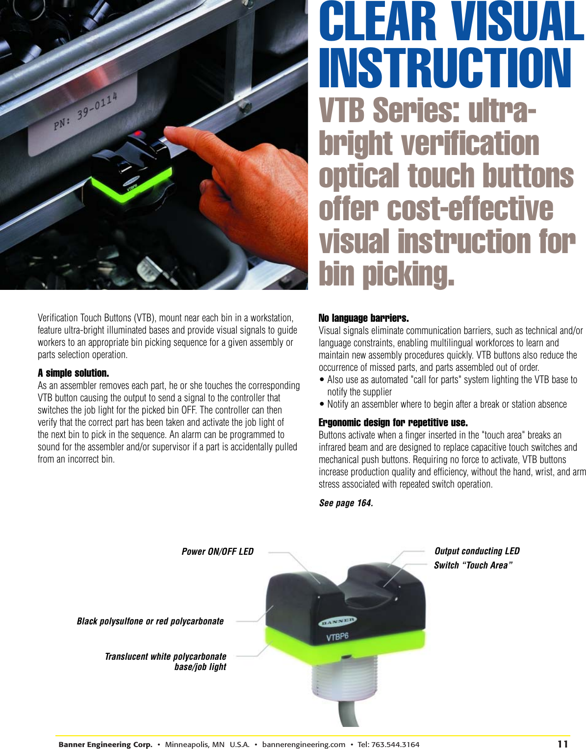 Other Sensors New Banner Otc 1 Yw Opto Touch Button Yellow Field