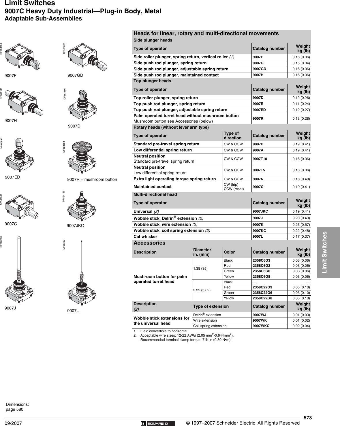 Page 1 of 1 - Sensors, Limit Switches, And Connector Cables, 9006CT0101  Brochure