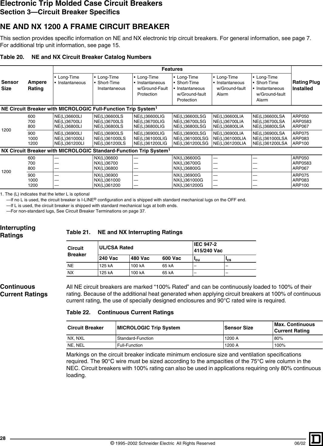 Electronic Trip Molded Case Circuit Breakers (Class 0602 Catalog)