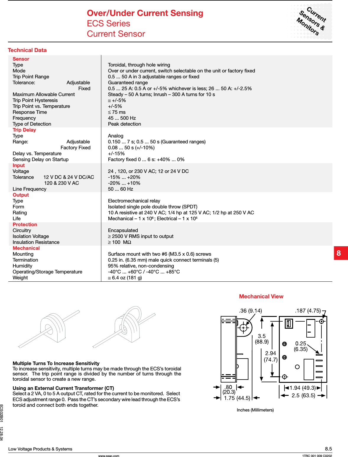 Page 2 of 2 - SSAC - ECS Series Current Sensors Data Sheet  Brochure