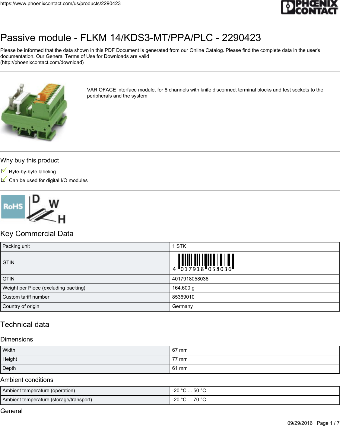 Page 1 of 7 - Product Detail Manual 