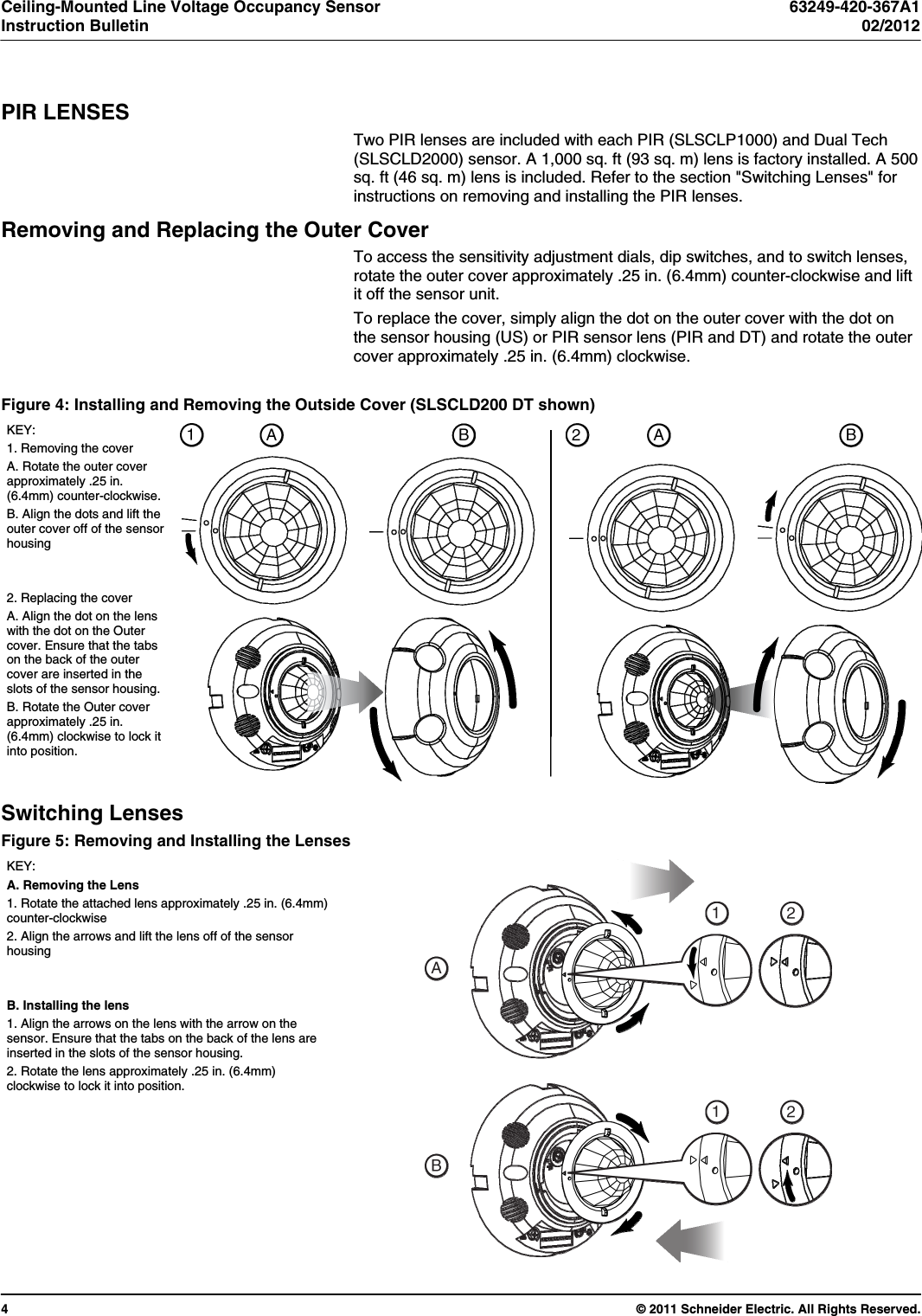 Page 4 of 12 - Ceiling-Mounted Line Voltage Occupancy Sensor  Installation Directions