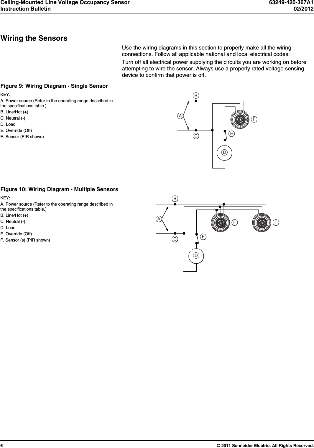 Page 6 of 12 - Ceiling-Mounted Line Voltage Occupancy Sensor  Installation Directions