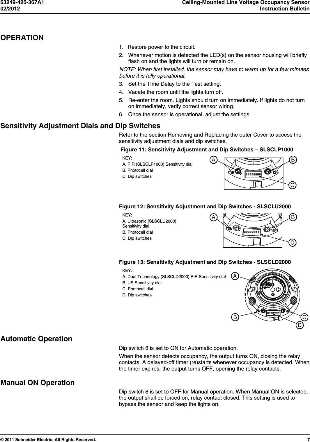 Page 7 of 12 - Ceiling-Mounted Line Voltage Occupancy Sensor  Installation Directions