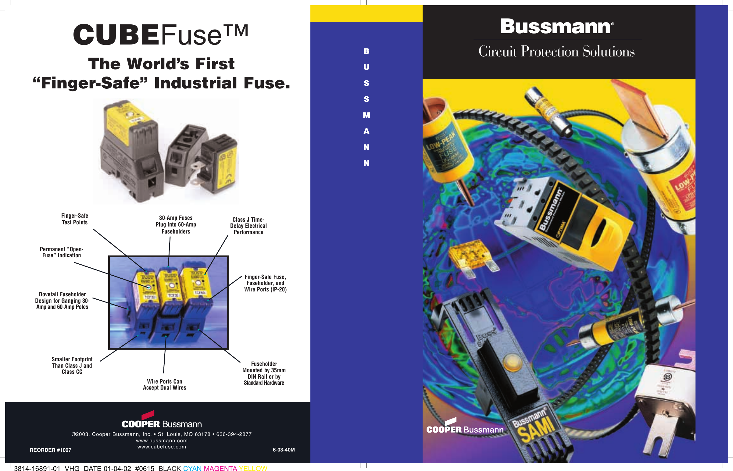 Bussmann R25030-3CR Fuse Block Class R 3 Pole 1/10-30 Amps 250 VAC