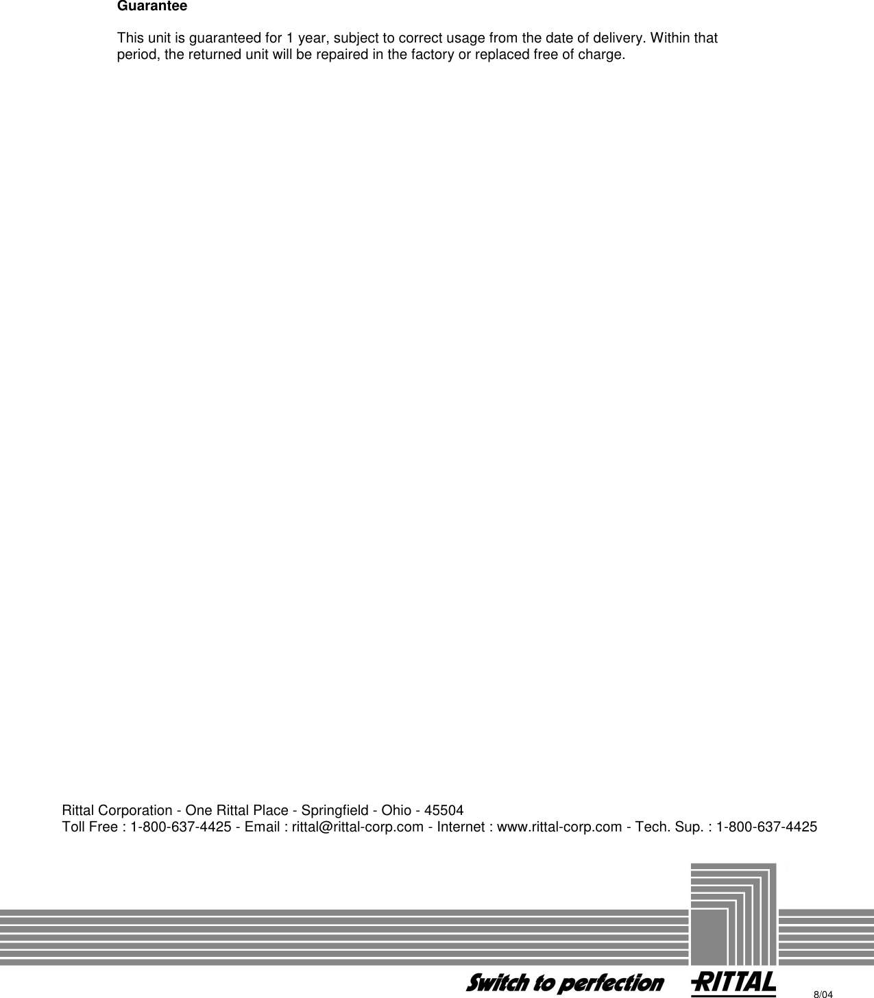 Page 6 of 6 - Rittal 3110000 Thermostat Assembly Instructions  Installation Directions