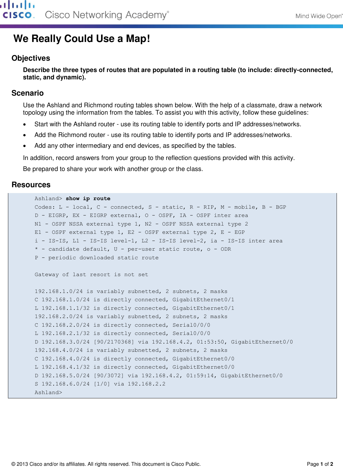 Page 1 of 2 - 1.4.1.1 We Really Could Use A Map Instructions