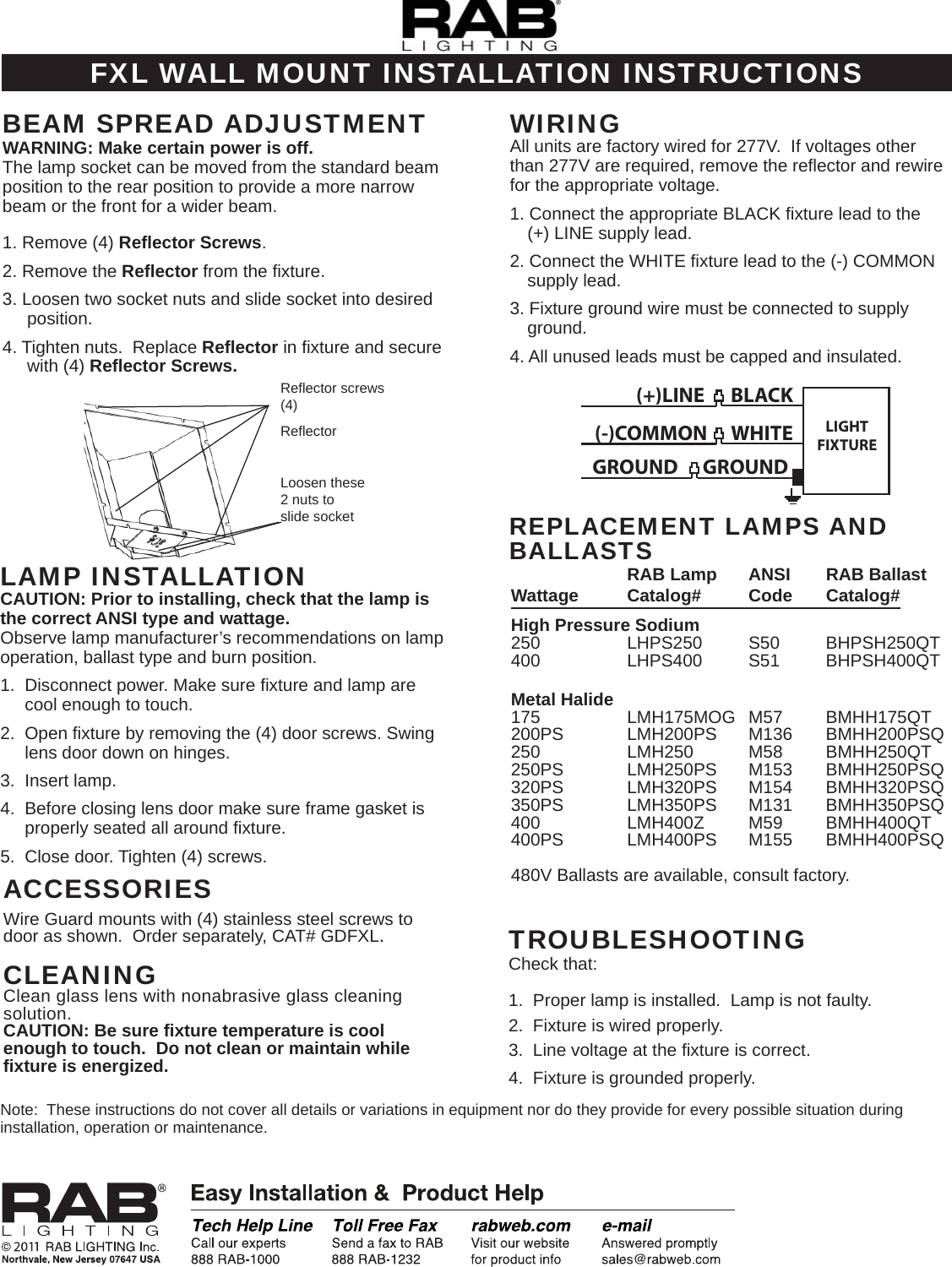 Page 4 of 4 - FXL SF & TRUN 0511  Installation Directions