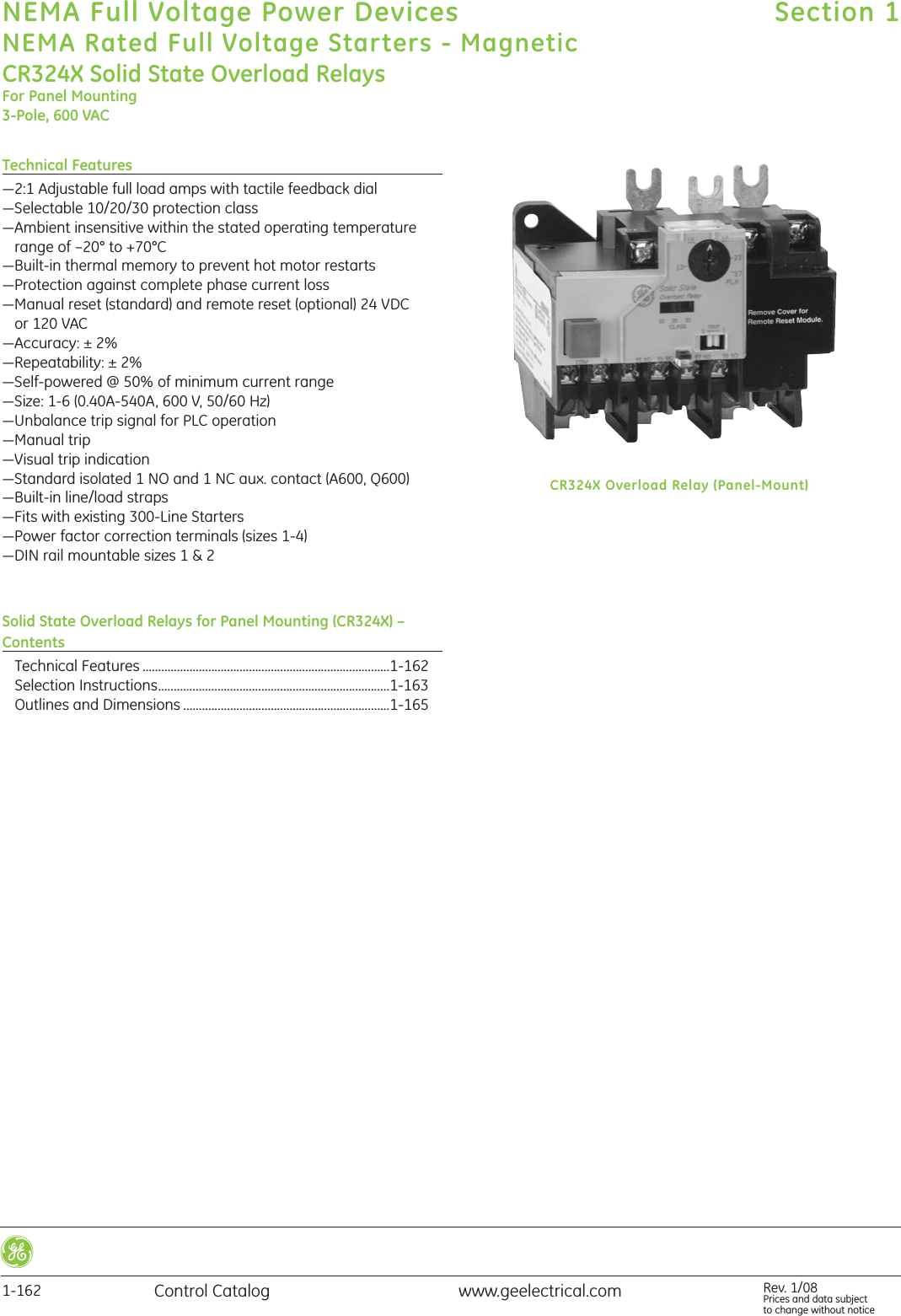 Page 1 of 2 - GE Control Catalog - Section 1  Brochure