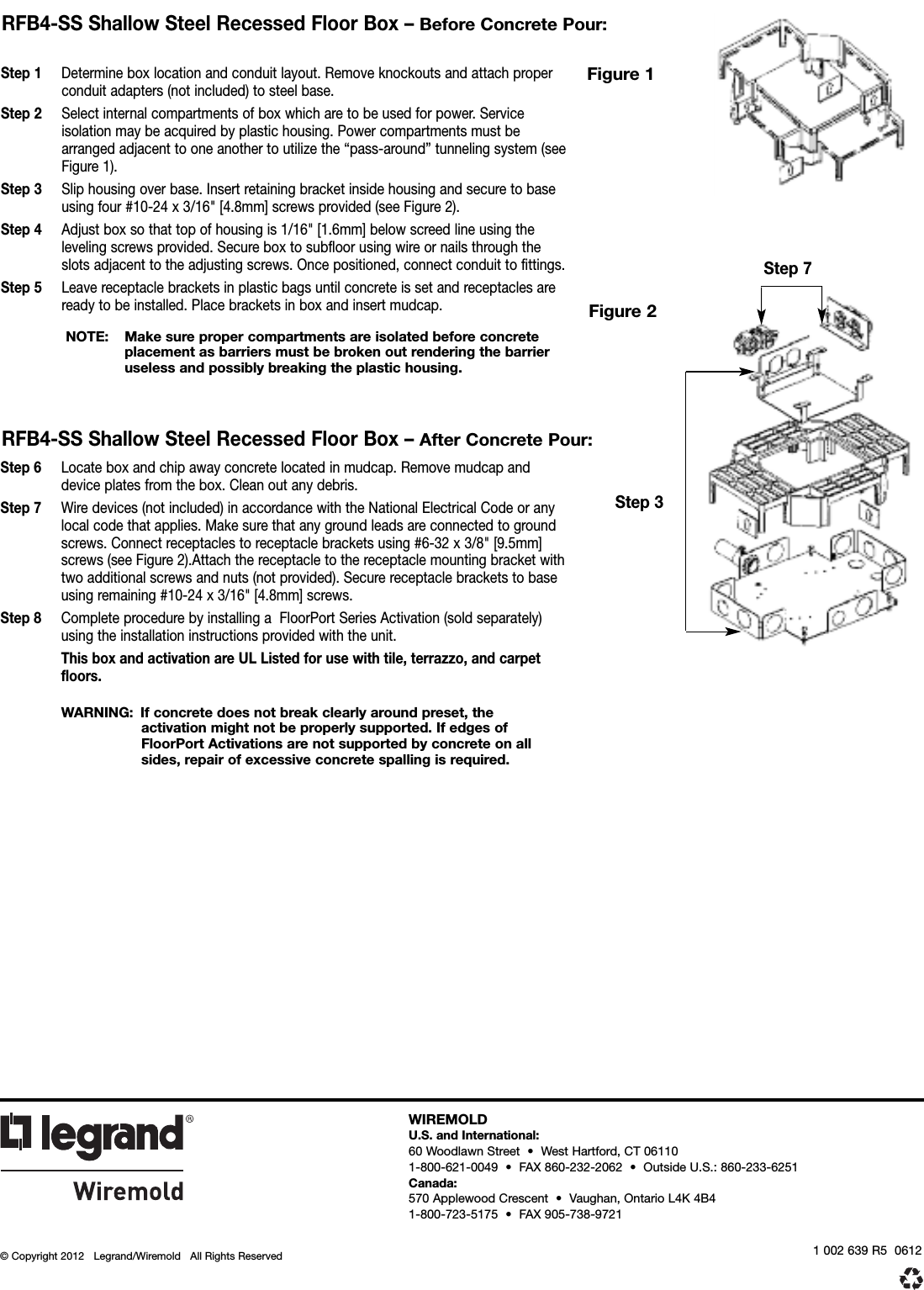 Page 4 of 4 - RFB Series Floor Boxes Installation Instructions  Directions