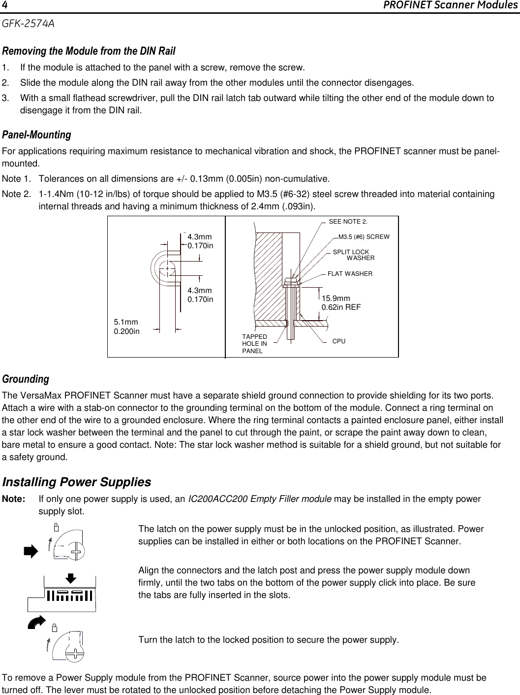 Page 4 of 11 - VersaMax PROFINET Scanner Modules, IC200PNS001-AB/PNS002-AB, GFK-2574A  Brochure
