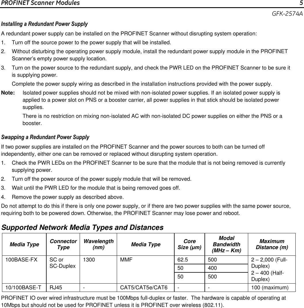 Page 5 of 11 - VersaMax PROFINET Scanner Modules, IC200PNS001-AB/PNS002-AB, GFK-2574A  Brochure