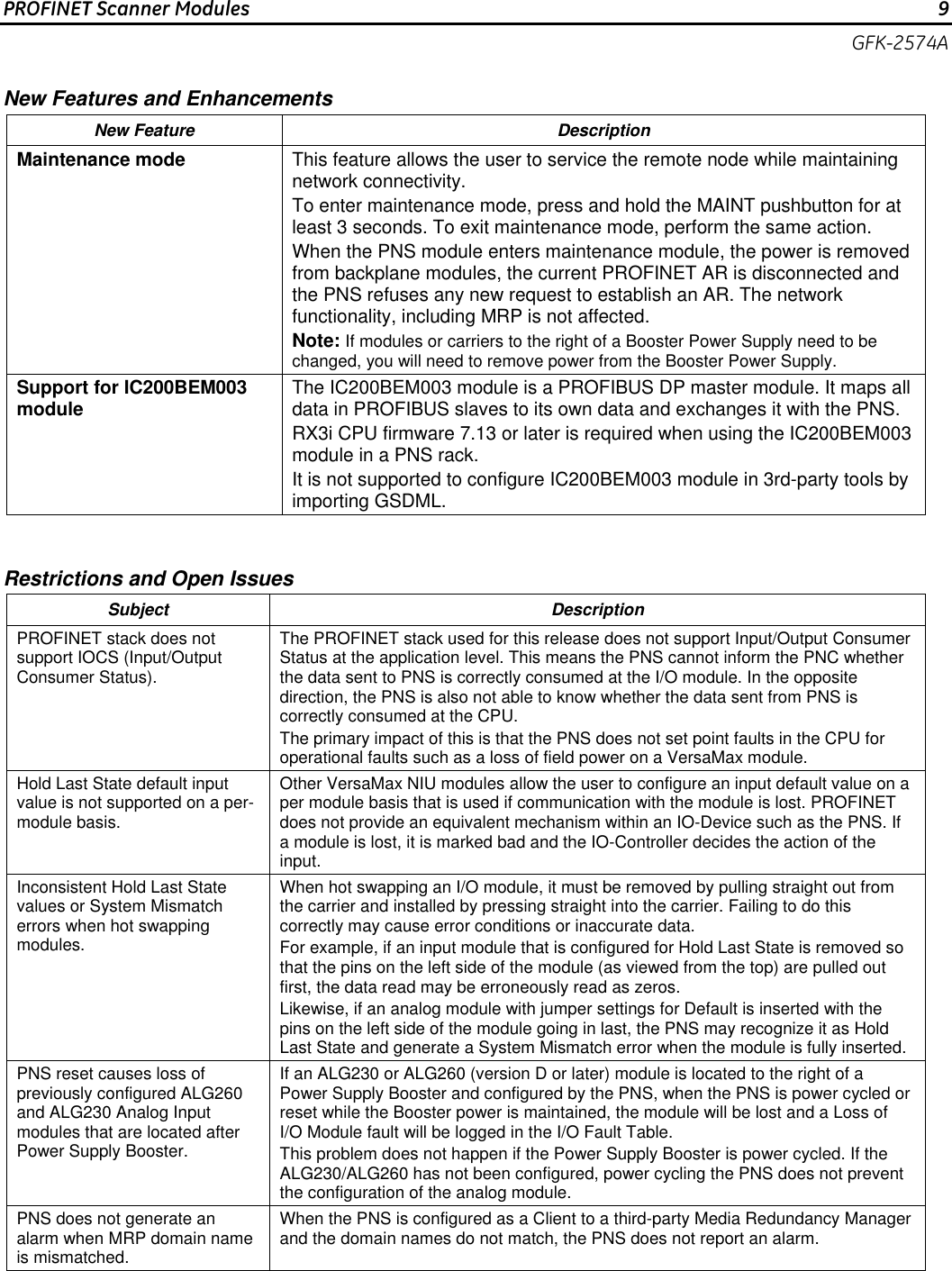 Page 9 of 11 - VersaMax PROFINET Scanner Modules, IC200PNS001-AB/PNS002-AB, GFK-2574A  Brochure