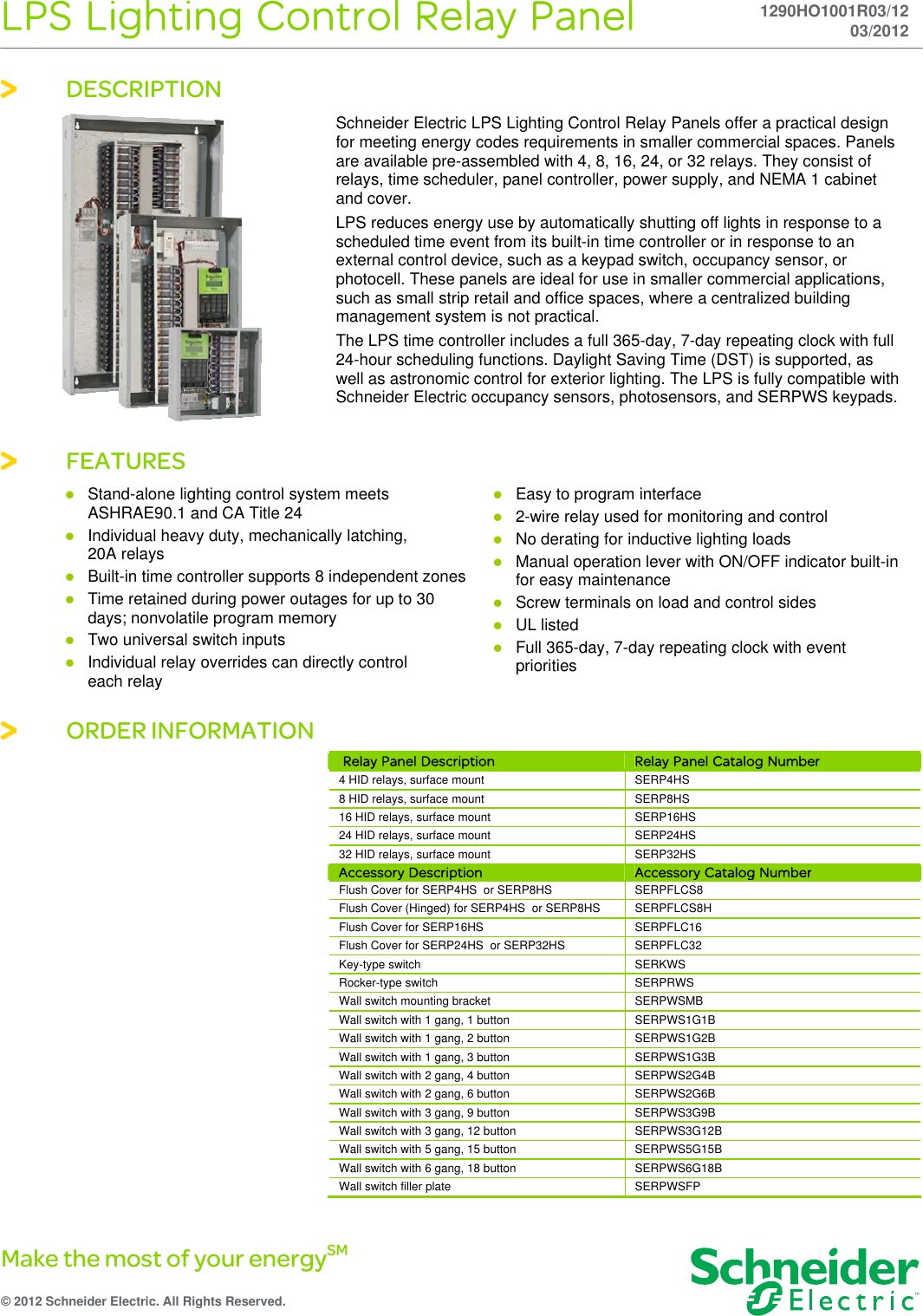 LPS Lighting Control Relay Panel Brochure