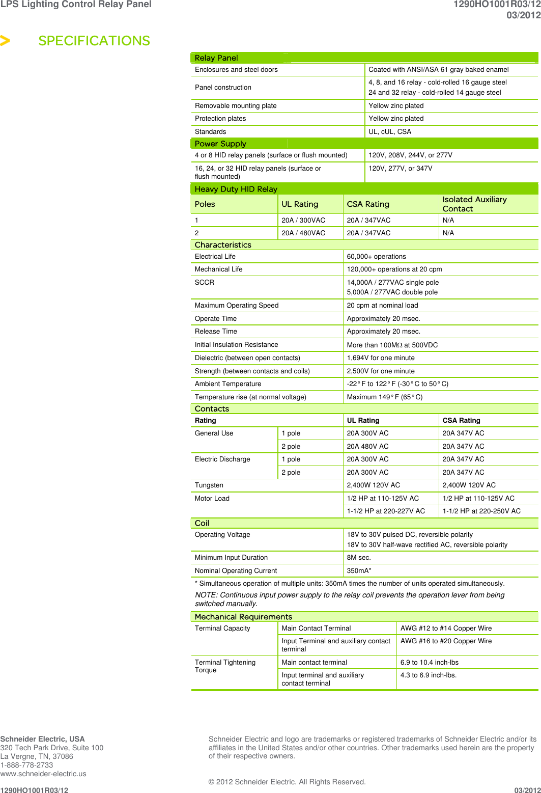 Page 4 of 4 - LPS Lighting Control Relay Panel  Brochure