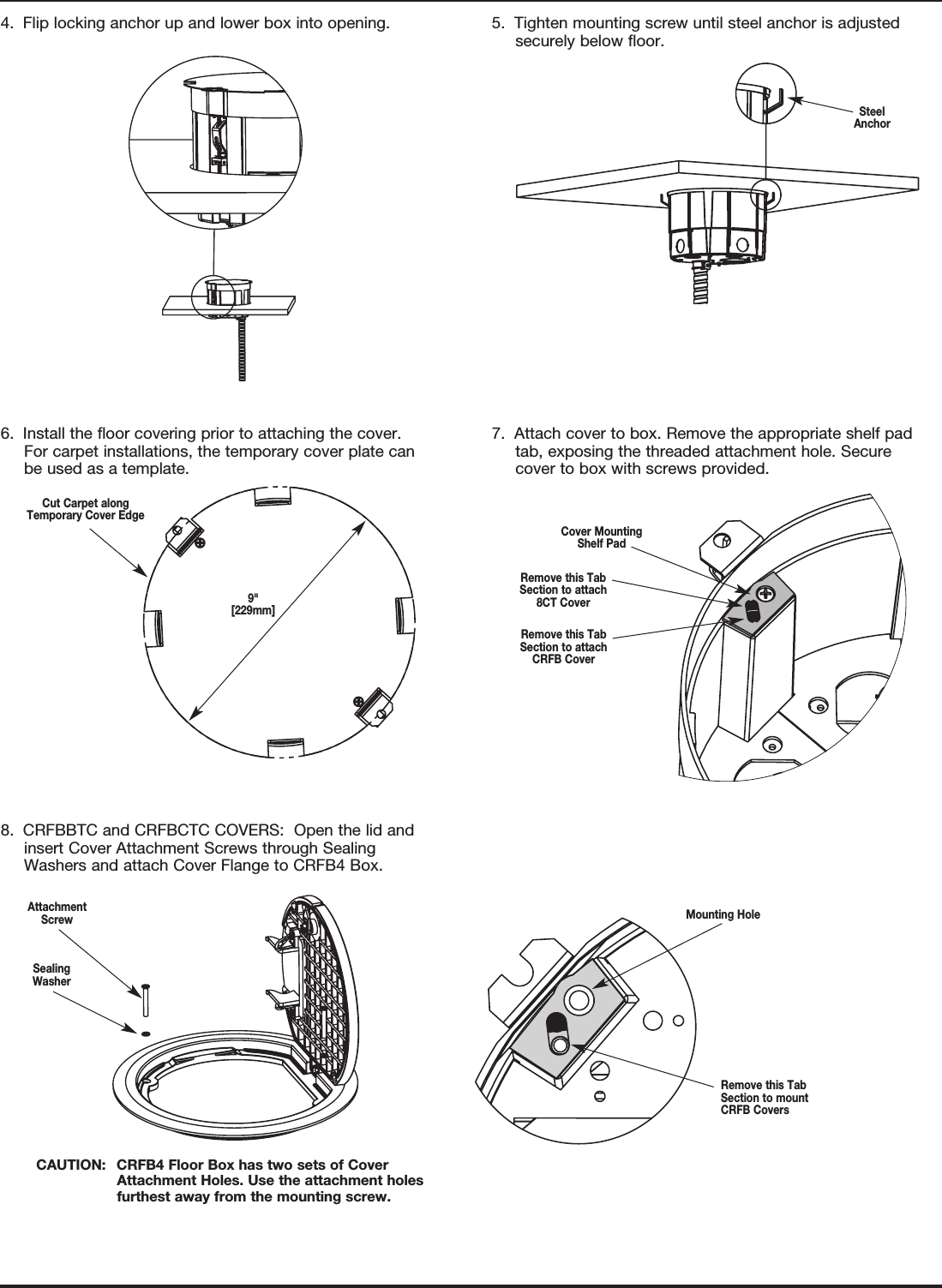 Page 2 of 4 - CRFB Series Floor Box Installation Instructions  Directions