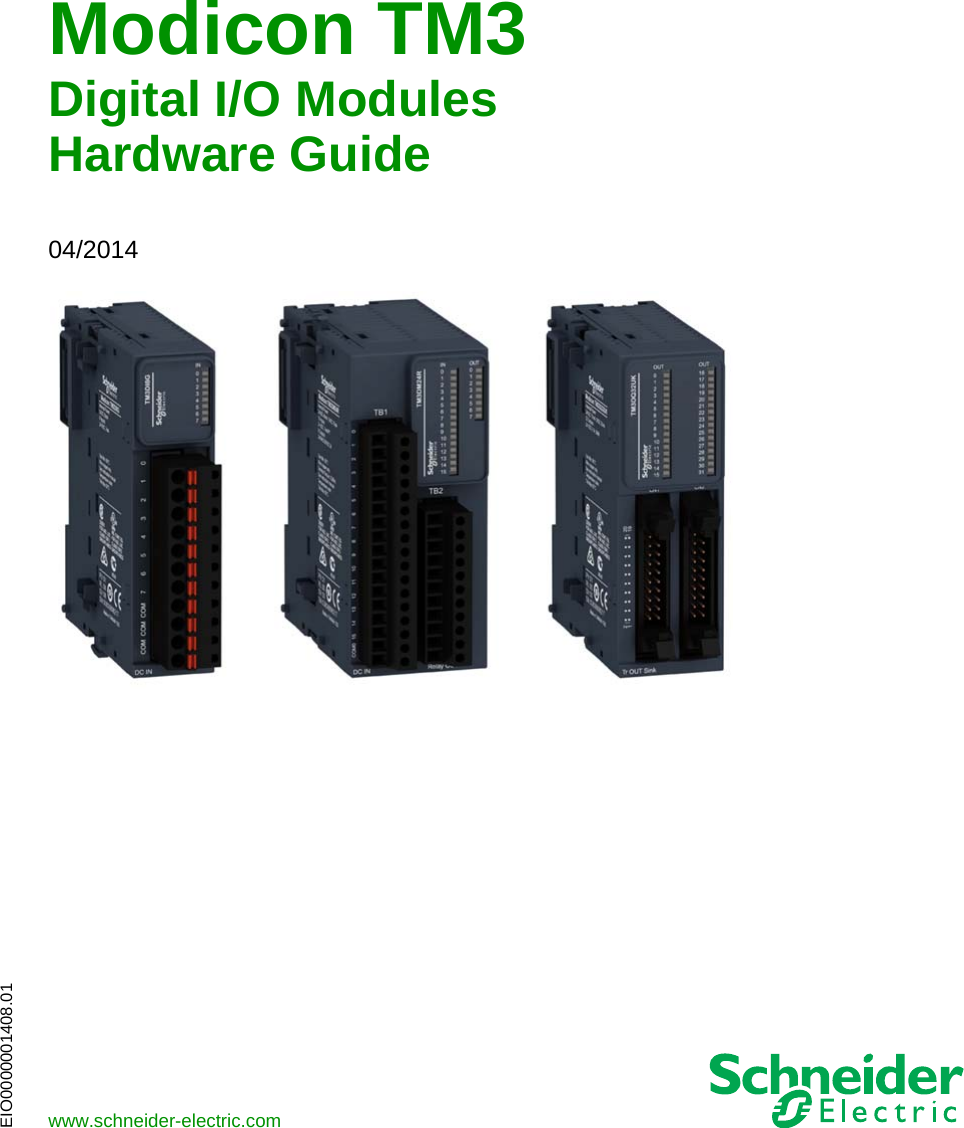 Modicon TM3 Digital I/O Modules Hardware Guide 04/2014 Brochure