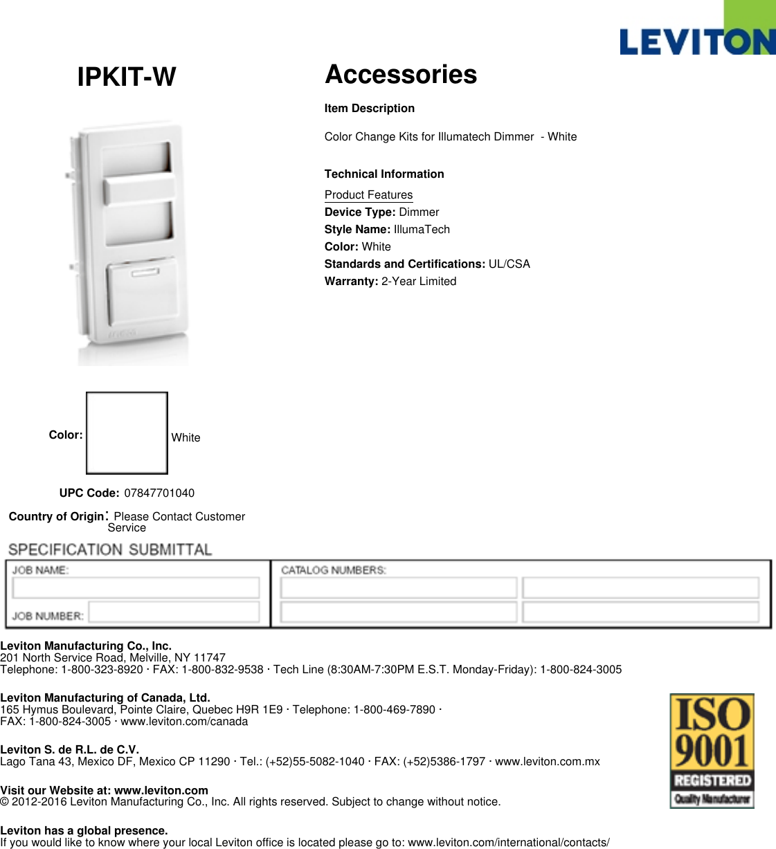 Page 1 of 1 - Product Detail Manual 