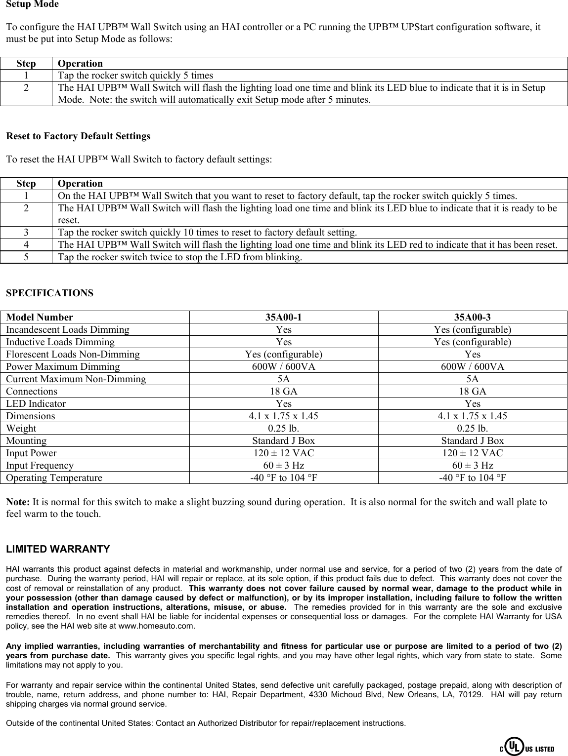 Page 5 of 5 - 35I00-1 UPB Wall Switch  Installation Directions