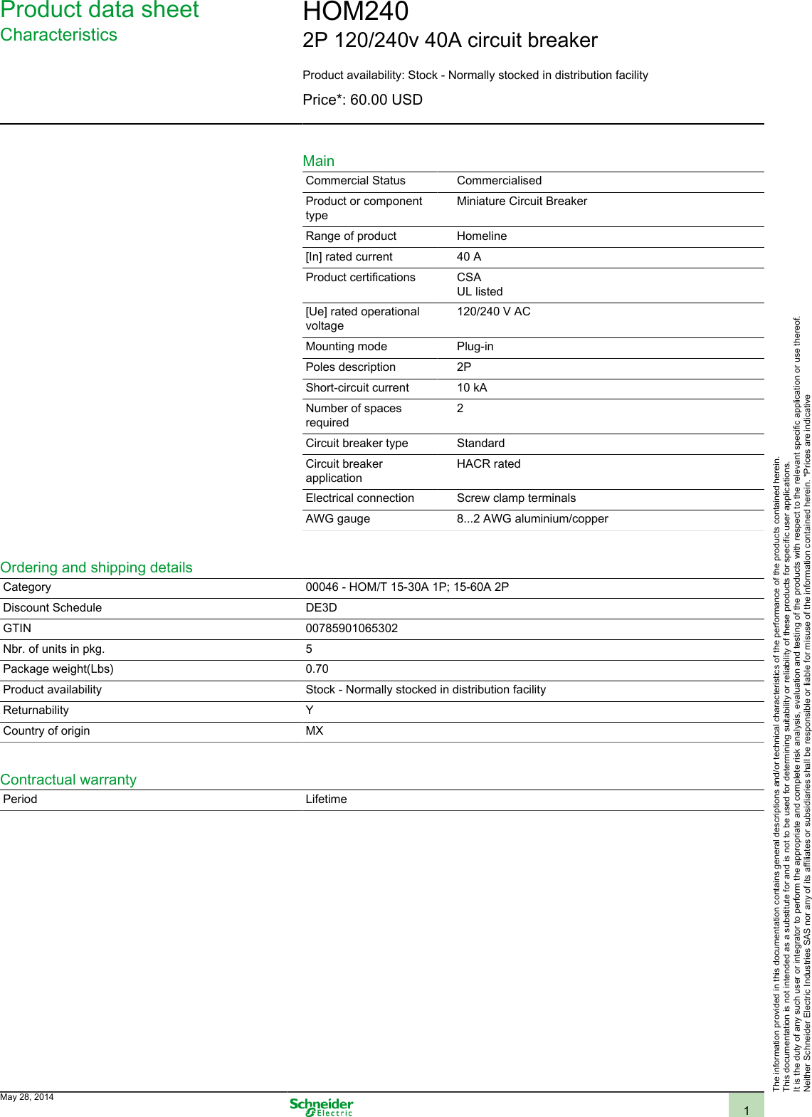 Page 1 of 1 - Homeline_HOM240