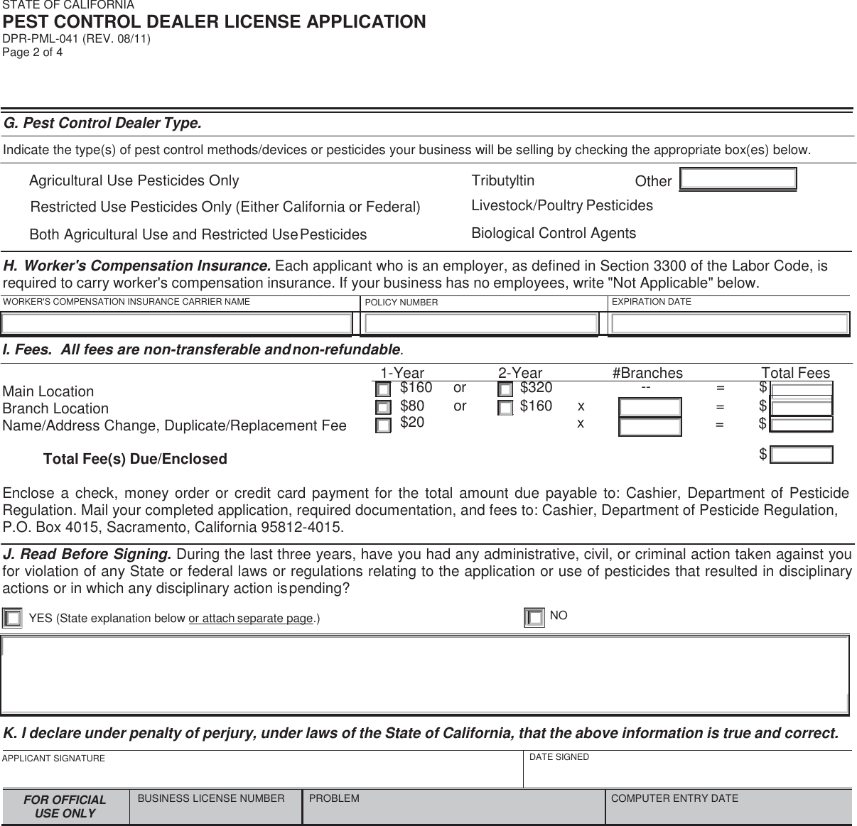 Page 8 of 11 - Pest Control Dealer License Application, DPR-PML-041  20180612 145141 PCDBL Packet
