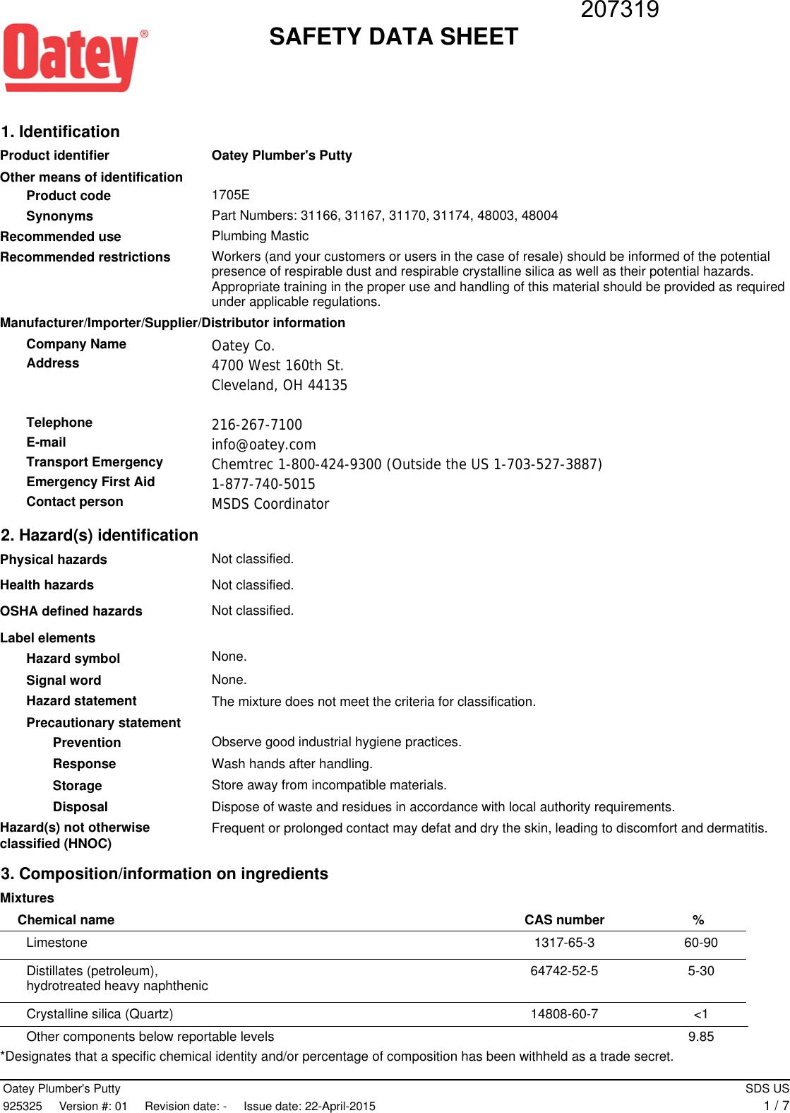 Page 1 of 7 - SDS US  207319