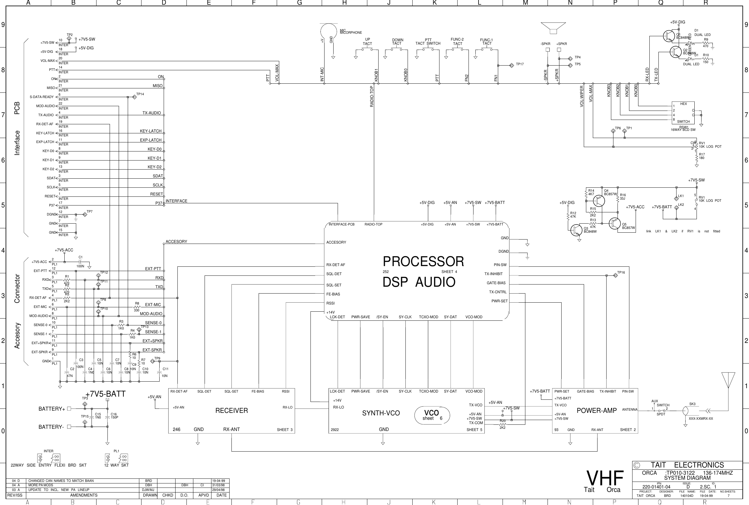 Page 1 of 7 - ORCA/ORCA CIRCUIT BOARDS/220-01401-04D_ORCA VHF SYSTEM DIAGRAM/220-01401-04D_ORCA DIAGRAM 220-01401-04D ORCA