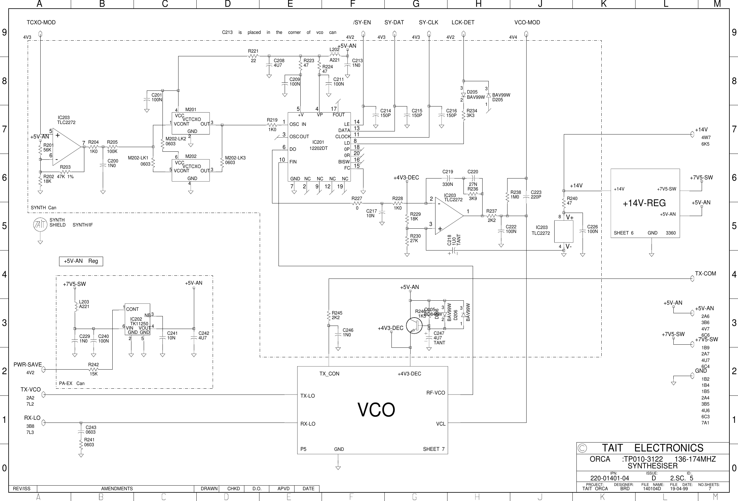 Page 5 of 7 - ORCA/ORCA CIRCUIT BOARDS/220-01401-04D_ORCA VHF SYSTEM DIAGRAM/220-01401-04D_ORCA DIAGRAM 220-01401-04D ORCA