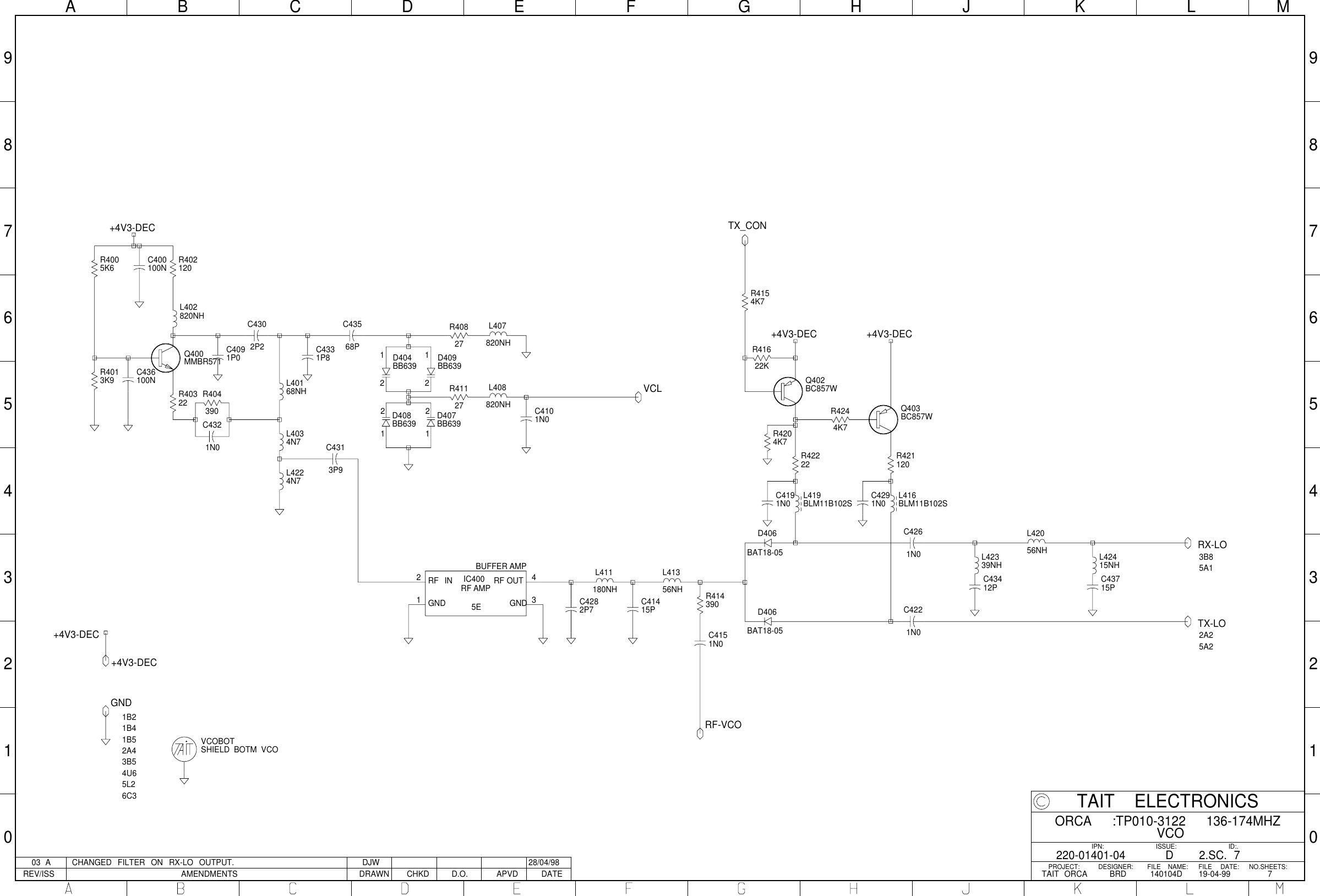 Page 7 of 7 - ORCA/ORCA CIRCUIT BOARDS/220-01401-04D_ORCA VHF SYSTEM DIAGRAM/220-01401-04D_ORCA DIAGRAM 220-01401-04D ORCA