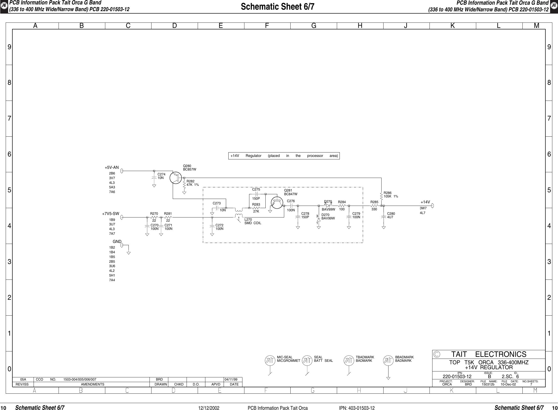 Page 10 of 11 - PCB Information Pack Tait Orca ORCA/ORCA CIRCUIT BOARDS/220-01503-12A_TOP T5K 336- 400MHZ SYSTEM DIAGRAM/220-01503-12_336-400 Layout 220-01503-12 336-400