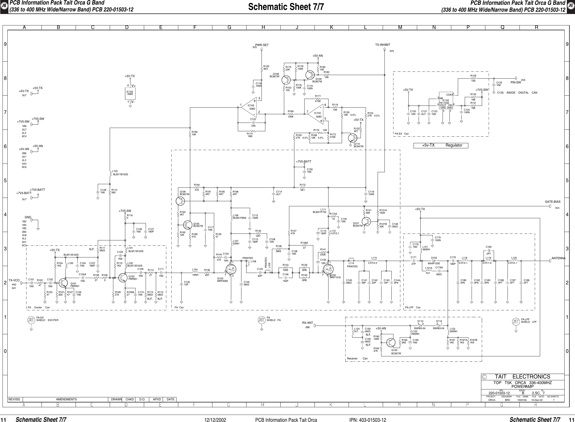 Page 11 of 11 - PCB Information Pack Tait Orca ORCA/ORCA CIRCUIT BOARDS/220-01503-12A_TOP T5K 336- 400MHZ SYSTEM DIAGRAM/220-01503-12_336-400 Layout 220-01503-12 336-400