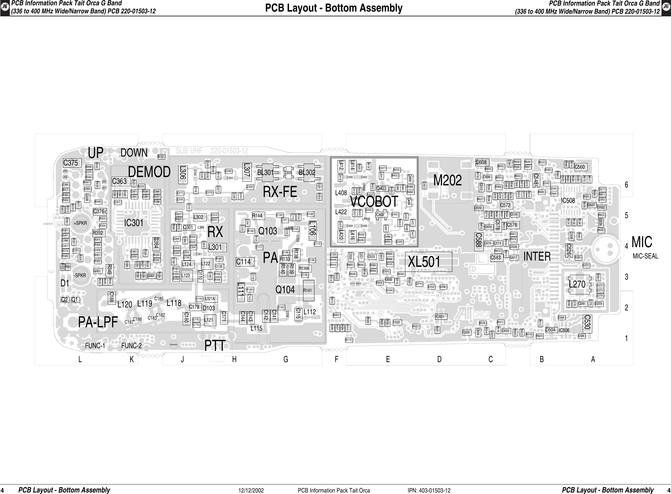 Page 4 of 11 - PCB Information Pack Tait Orca ORCA/ORCA CIRCUIT BOARDS/220-01503-12A_TOP T5K 336- 400MHZ SYSTEM DIAGRAM/220-01503-12_336-400 Layout 220-01503-12 336-400