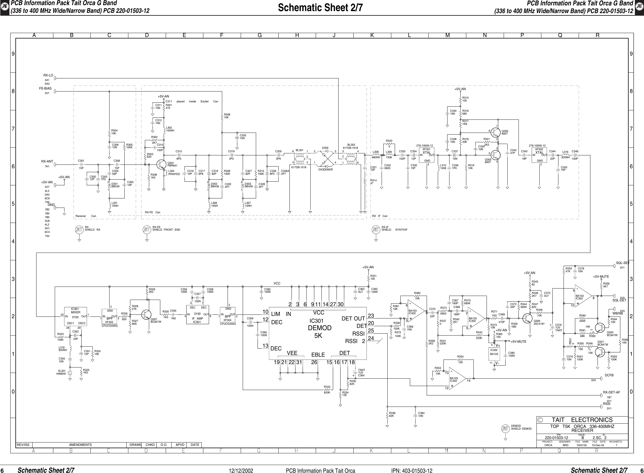 Page 6 of 11 - PCB Information Pack Tait Orca ORCA/ORCA CIRCUIT BOARDS/220-01503-12A_TOP T5K 336- 400MHZ SYSTEM DIAGRAM/220-01503-12_336-400 Layout 220-01503-12 336-400