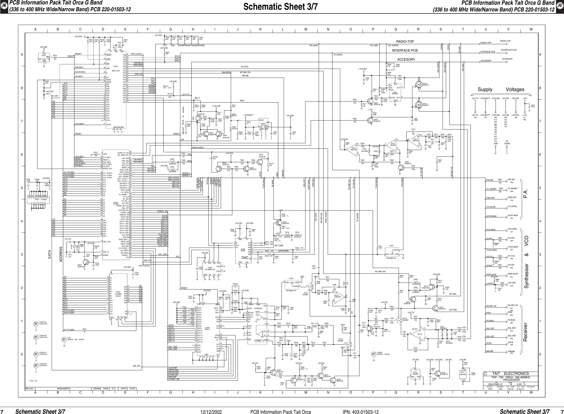 Page 7 of 11 - PCB Information Pack Tait Orca ORCA/ORCA CIRCUIT BOARDS/220-01503-12A_TOP T5K 336- 400MHZ SYSTEM DIAGRAM/220-01503-12_336-400 Layout 220-01503-12 336-400