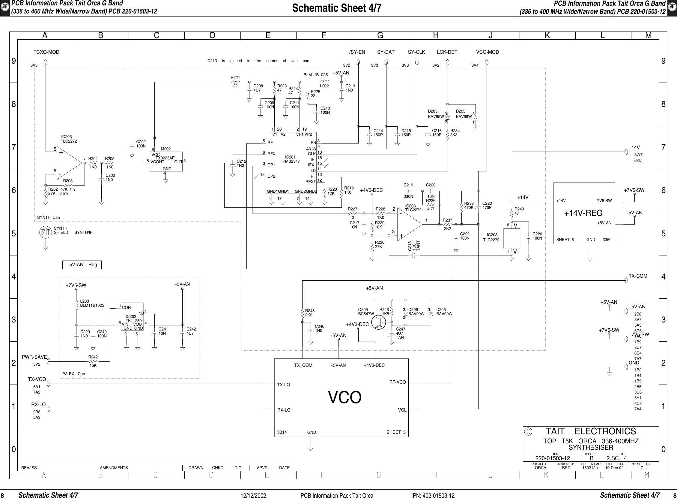 Page 8 of 11 - PCB Information Pack Tait Orca ORCA/ORCA CIRCUIT BOARDS/220-01503-12A_TOP T5K 336- 400MHZ SYSTEM DIAGRAM/220-01503-12_336-400 Layout 220-01503-12 336-400