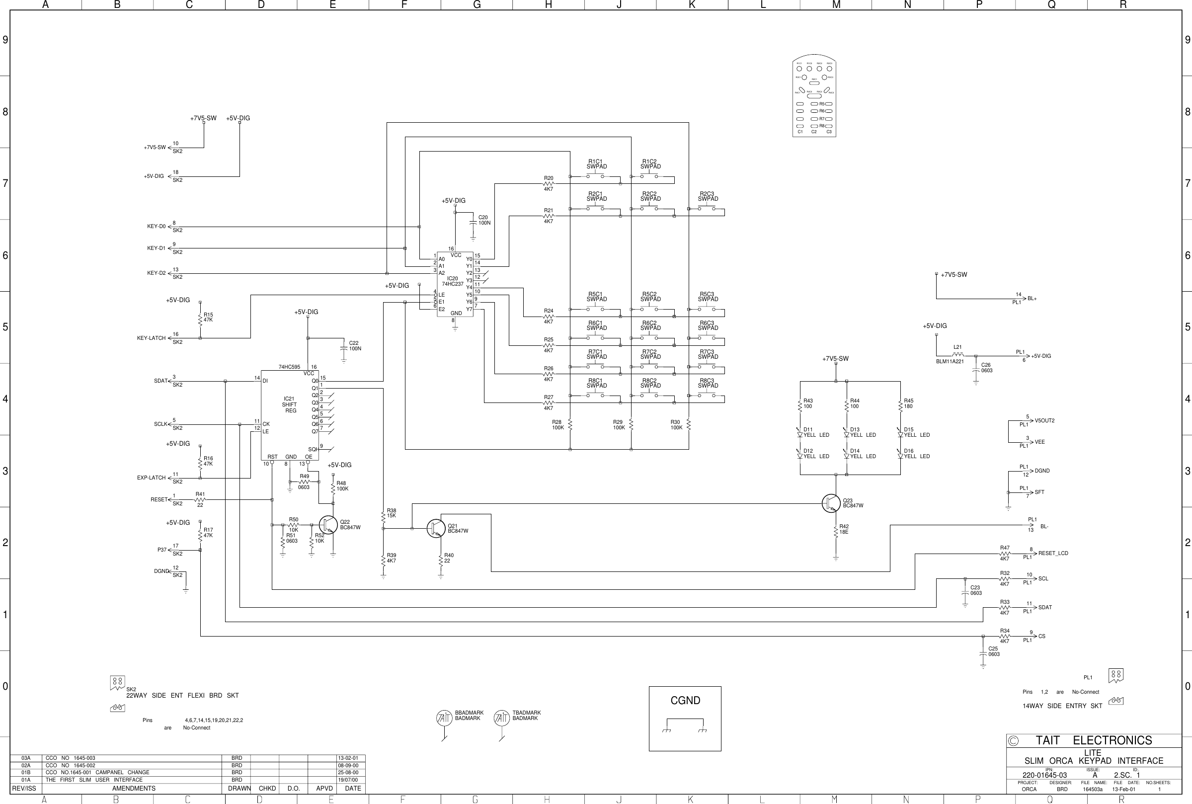 Page 1 of 3 - ORCA/ORCA CIRCUIT BOARDS/220-01645-03A_LITE SLIM ORCA KEYPAD INTERFACE/220-01645-03A_LITE INTERFACE 220-01645-03A LITE