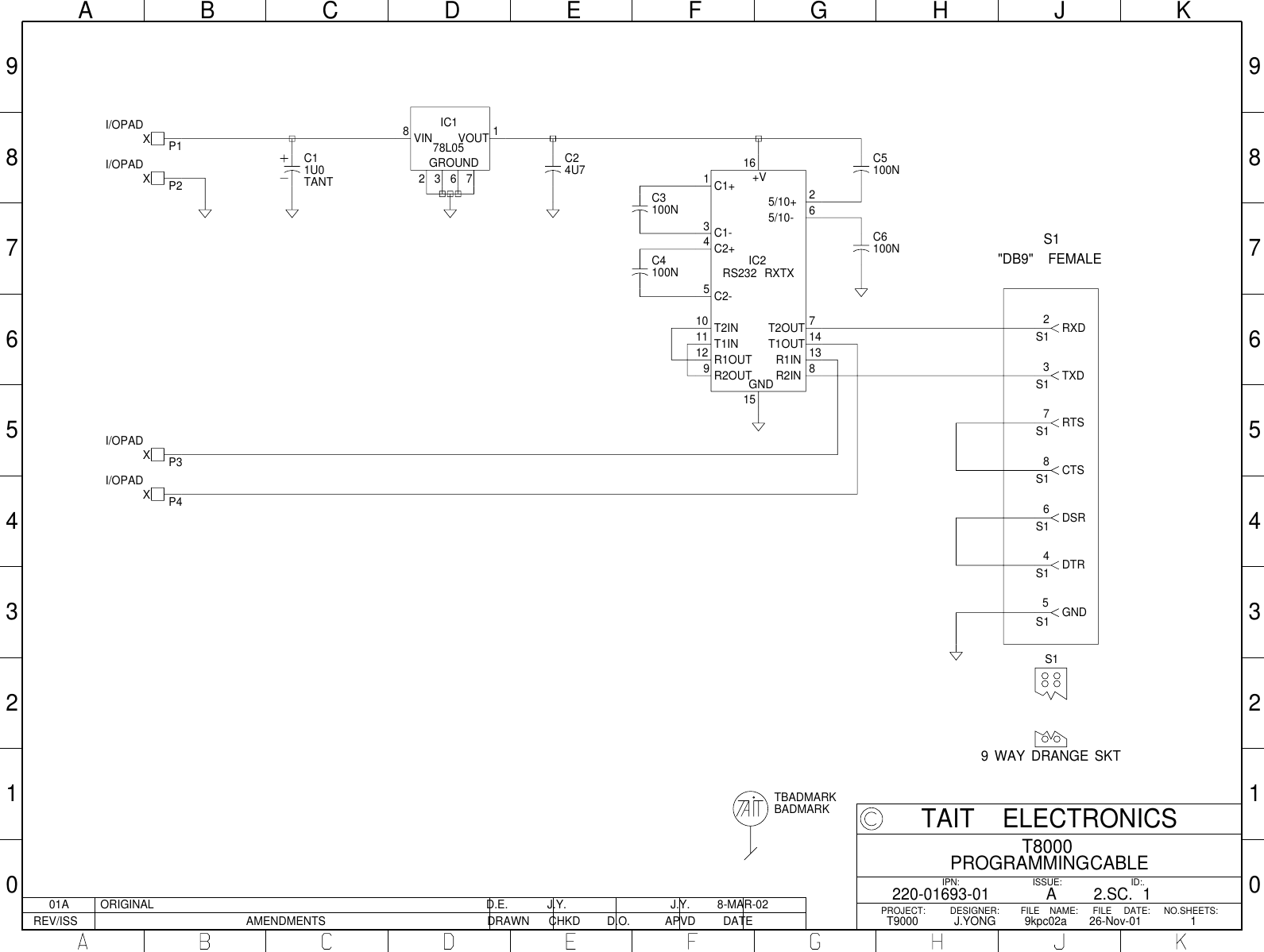 Page 1 of 3 - TM8000/TM8000 Programming Cable/220-01693-01_TM8000_Programming Cable 220-01693-01 TM8000