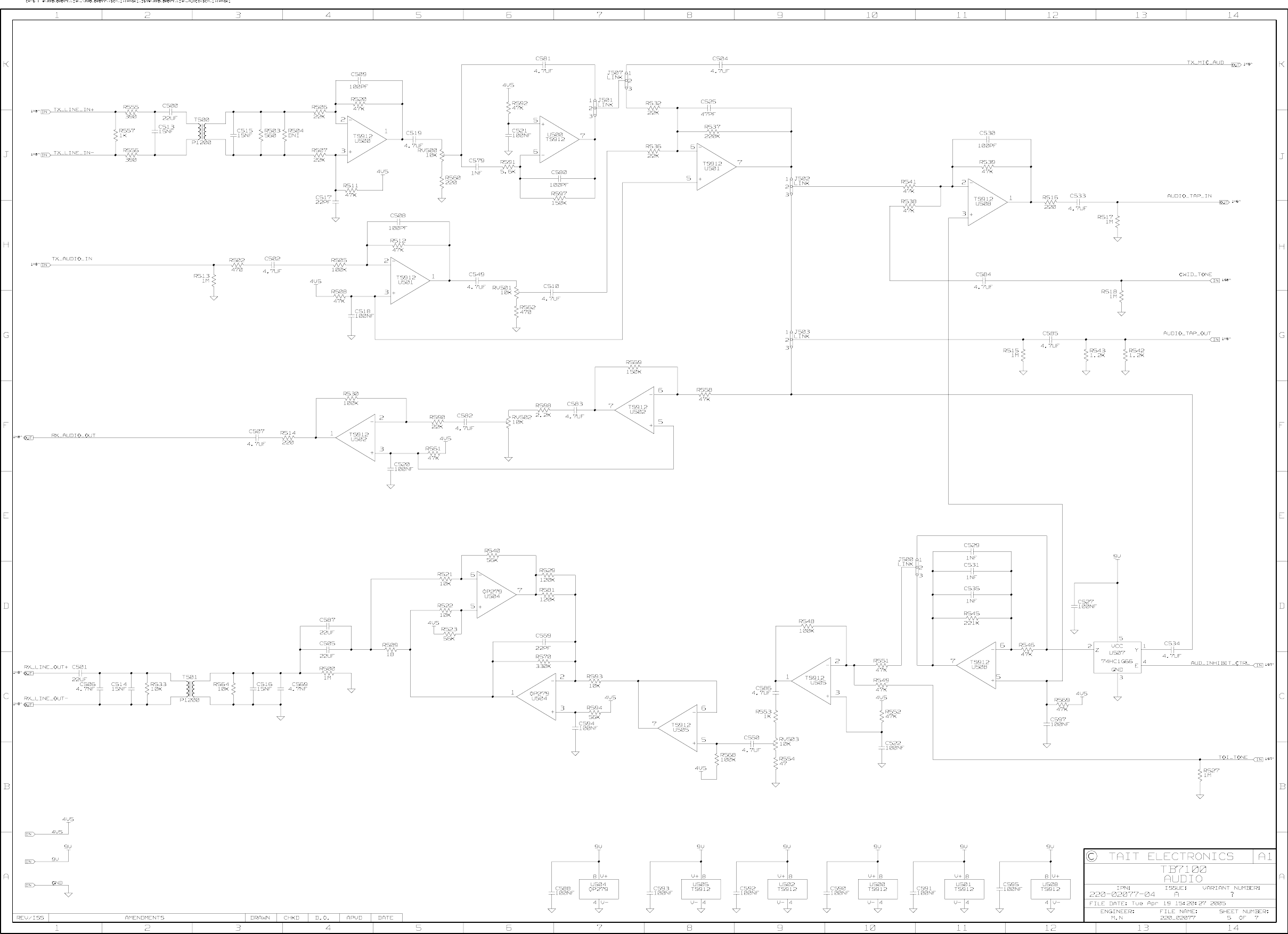 Page 5 of 9 - TB7100/TB7100 System Interface PCB Schematics/220-02077-04A_TB7100 Schematics Version 04 220-02077-04A TB7100