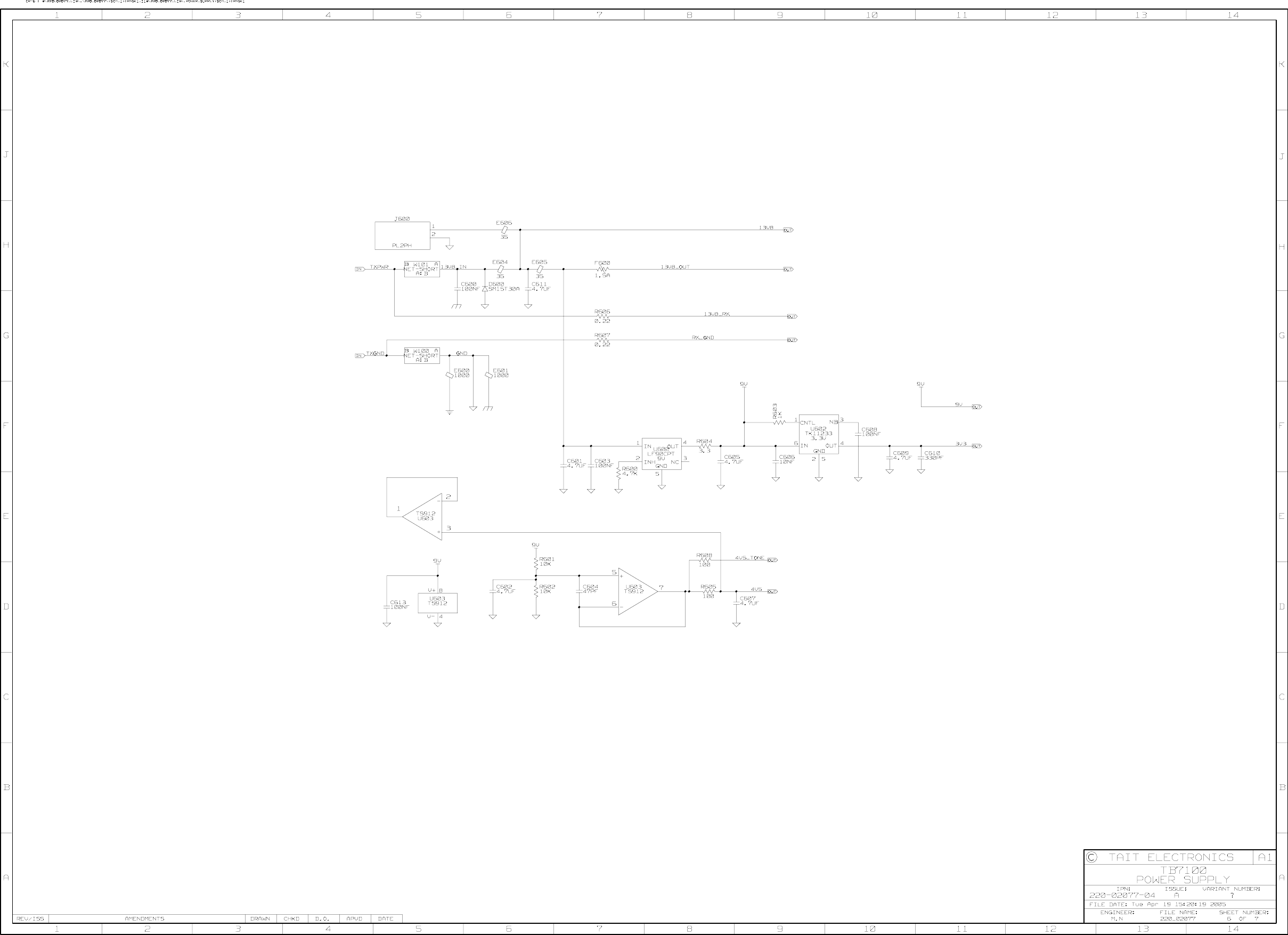 Page 6 of 9 - TB7100/TB7100 System Interface PCB Schematics/220-02077-04A_TB7100 Schematics Version 04 220-02077-04A TB7100