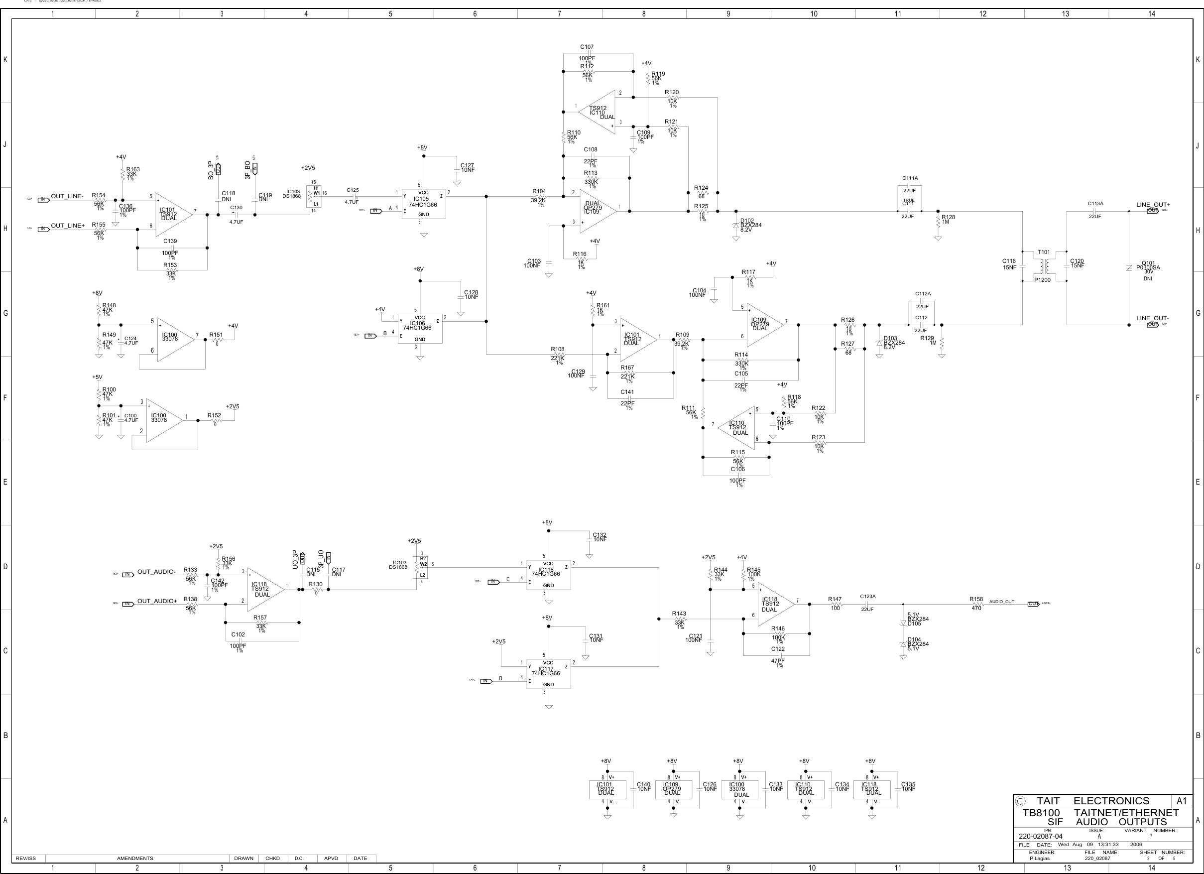 Page 2 of 5 - 220_02087.SCH.1.1 [in Hierarchy TB8100 Circuits/Reciter Boards/Reciter SIF Board/Tait Net-Ethernet/Revision -04/220-02087-04a_schematics 220-02087-04a Schematics