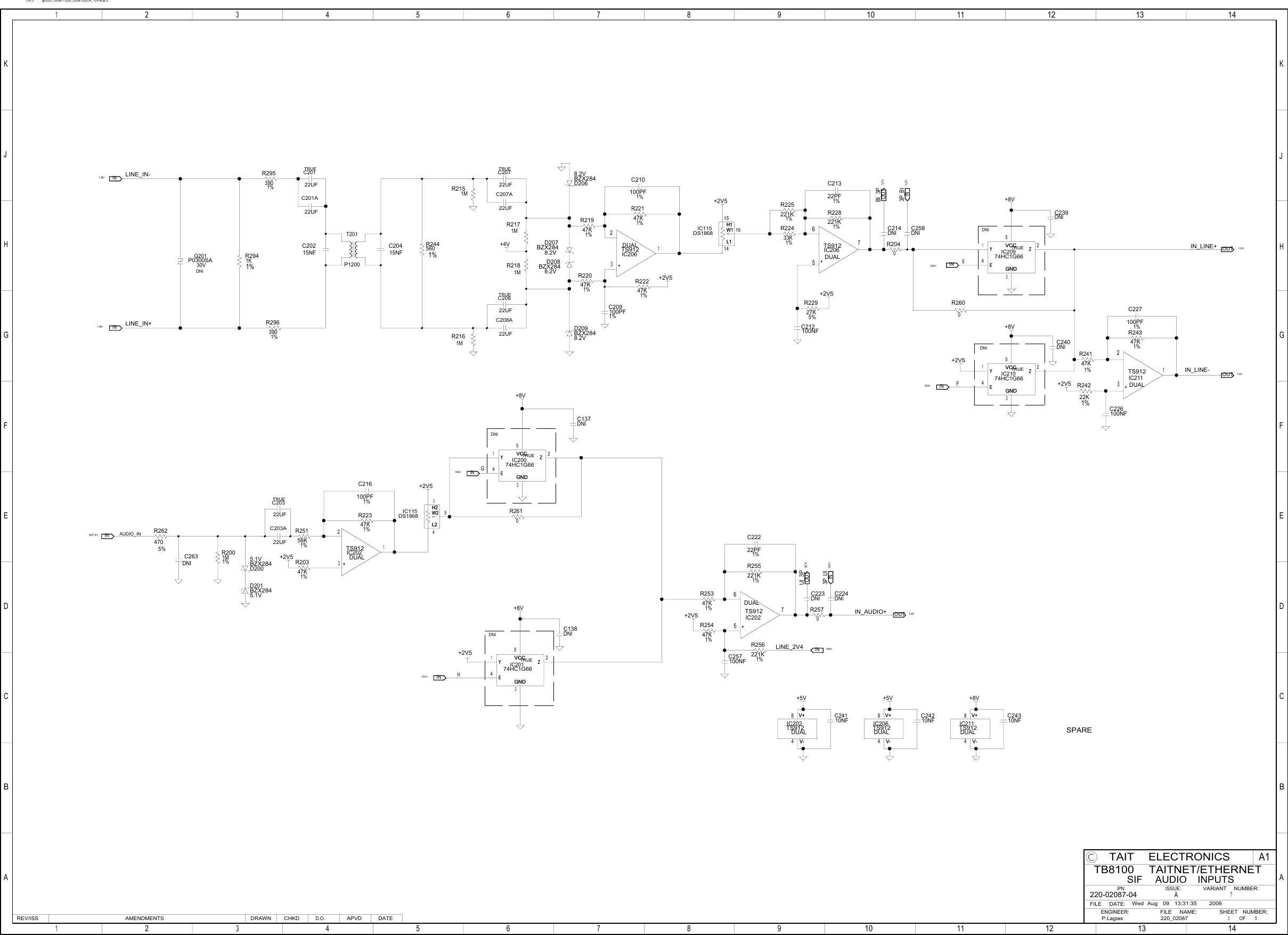 Page 3 of 5 - 220_02087.SCH.1.1 [in Hierarchy TB8100 Circuits/Reciter Boards/Reciter SIF Board/Tait Net-Ethernet/Revision -04/220-02087-04a_schematics 220-02087-04a Schematics