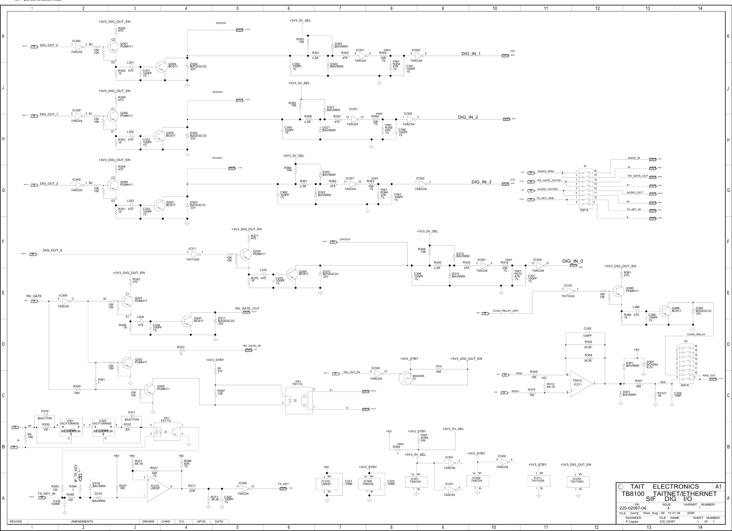 Page 4 of 5 - 220_02087.SCH.1.1 [in Hierarchy TB8100 Circuits/Reciter Boards/Reciter SIF Board/Tait Net-Ethernet/Revision -04/220-02087-04a_schematics 220-02087-04a Schematics