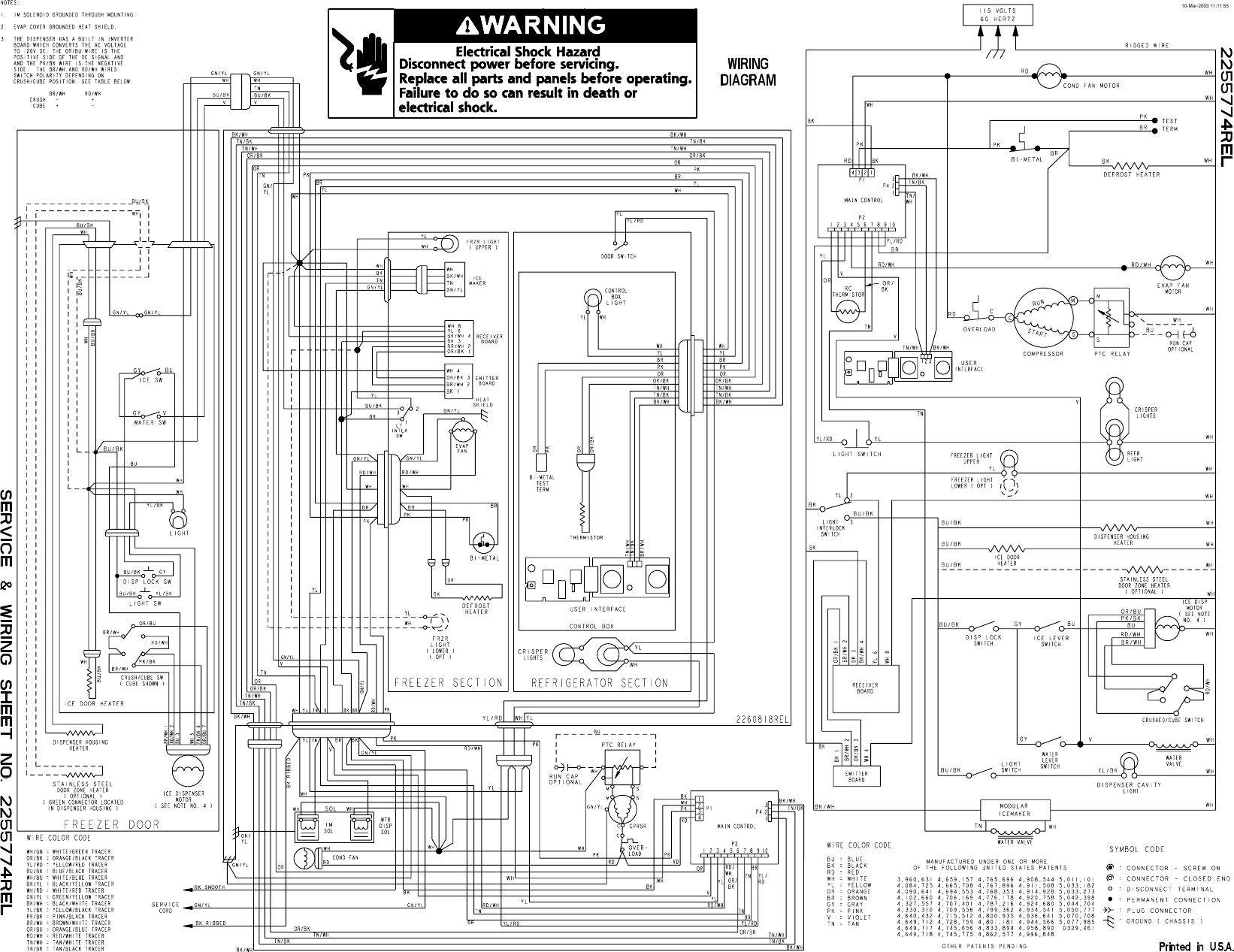 Lit Service And Wiring Sheet 2255774 Whrlpl Gold Gd5nhaxmb00