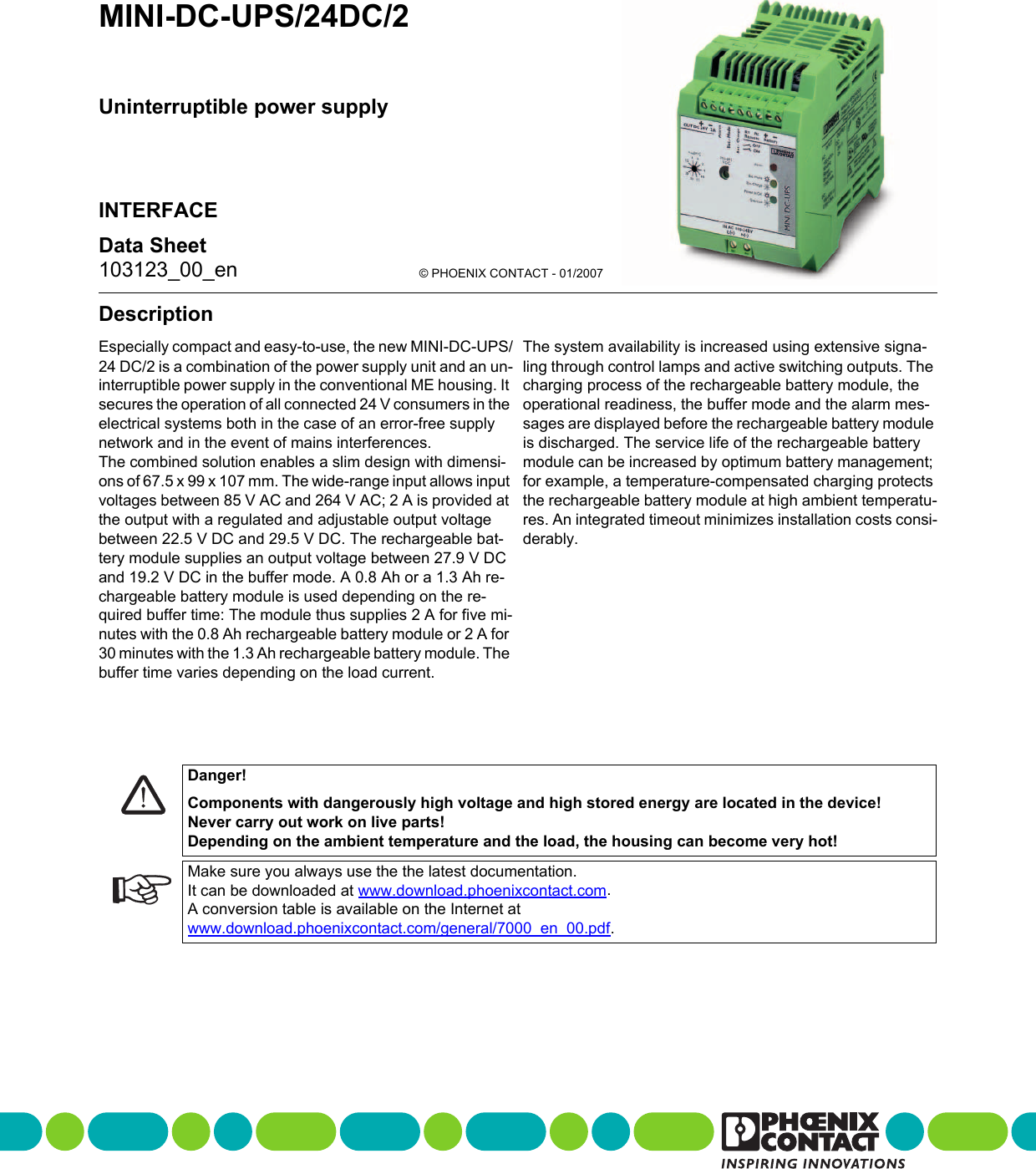 Page 1 of 9 - Data Sheet DB EN MINI-DC-UPS/24DC/2